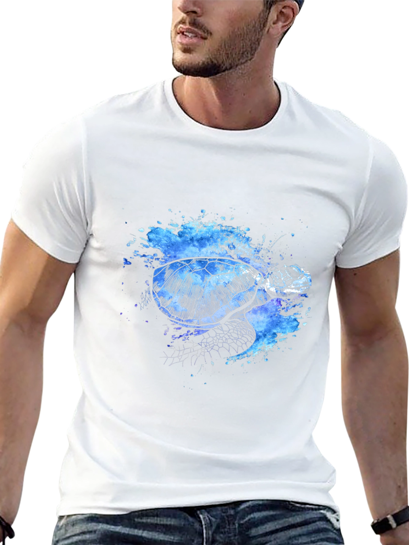 Black Turtle Splash T-Shirt - Unique Artistic Design view 13