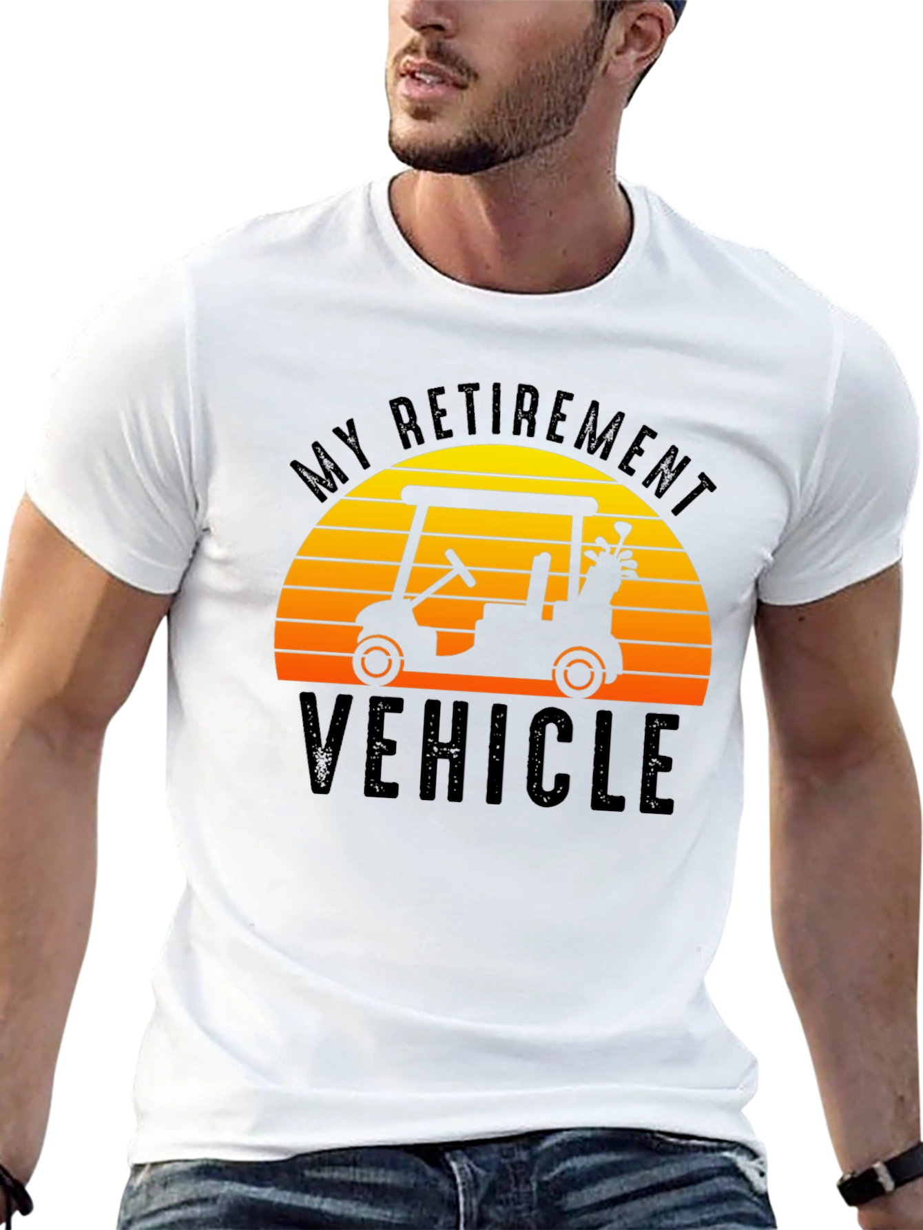 Black My Retirement Vehicle T-Shirt Golf Cart Sunset Tee view 13