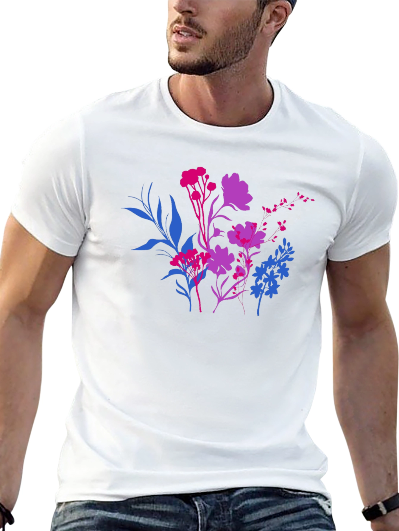 Floral Bi Pride T-Shirt - Bisexual Pride Flowers Tee - 13