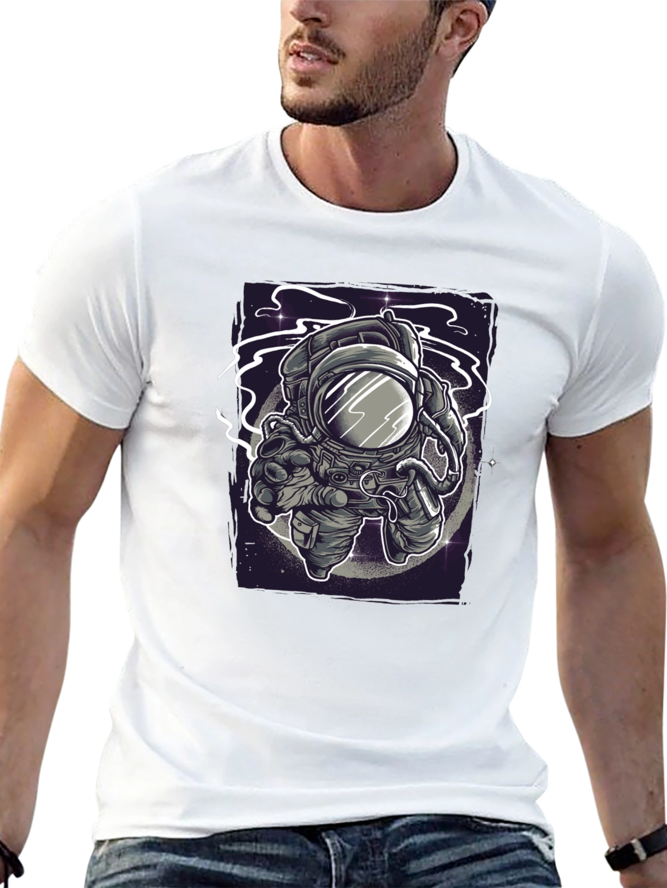 Black Astronaut Graphic Tee - Space Exploration T-Shirt view 13