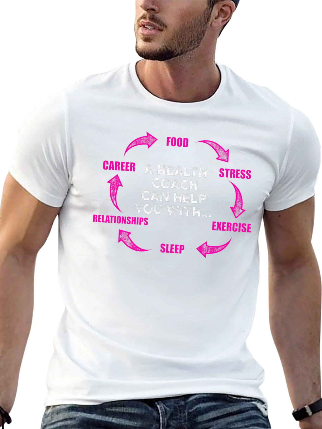 Black Health Coach Cycle T-Shirt - Wellness Gift view 13