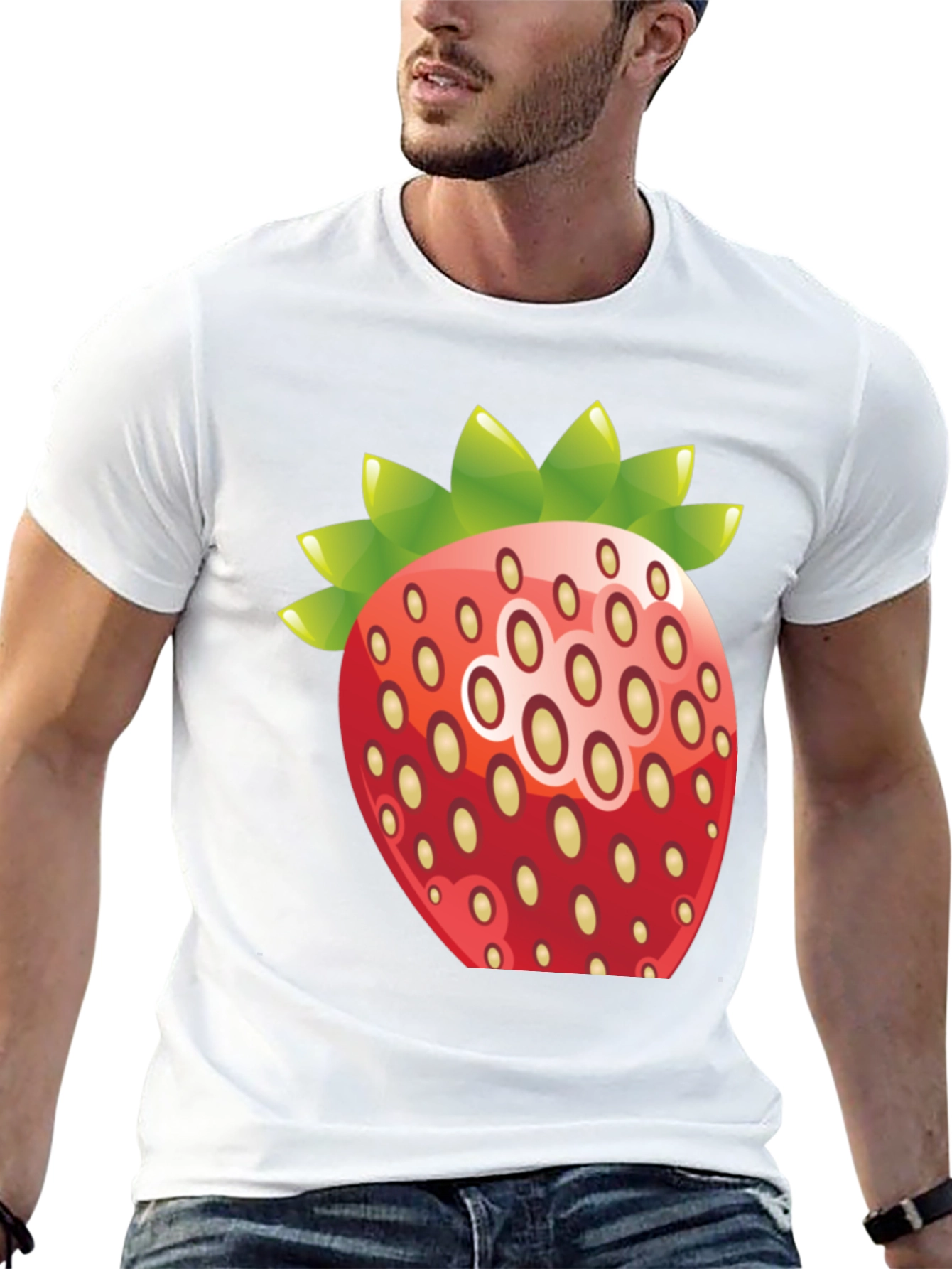 Black Strawberry Graphic Print Crew Neck T-Shirt view 13