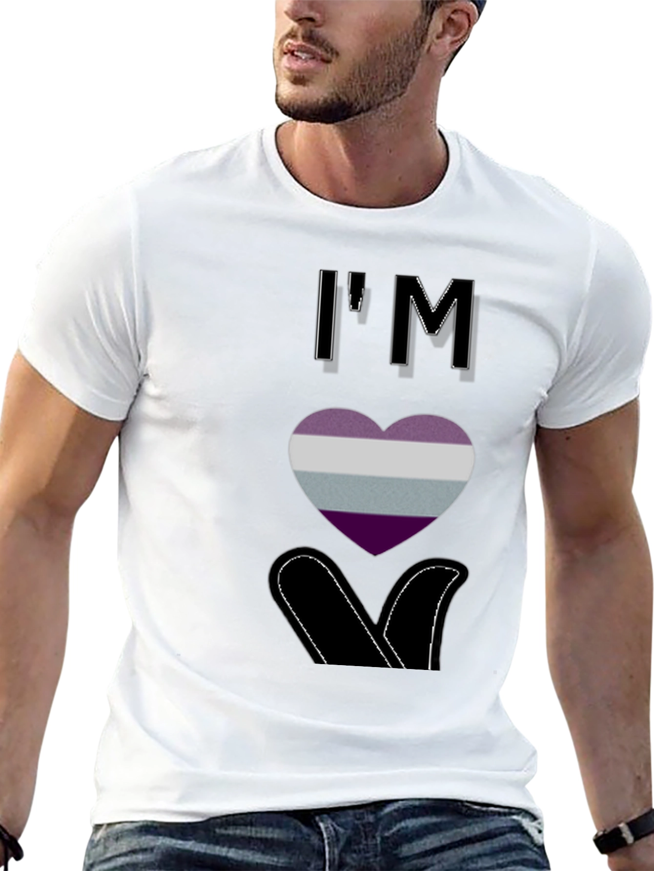 Black Asexual Pride T-Shirt - I'm Ace Heart Design view 13