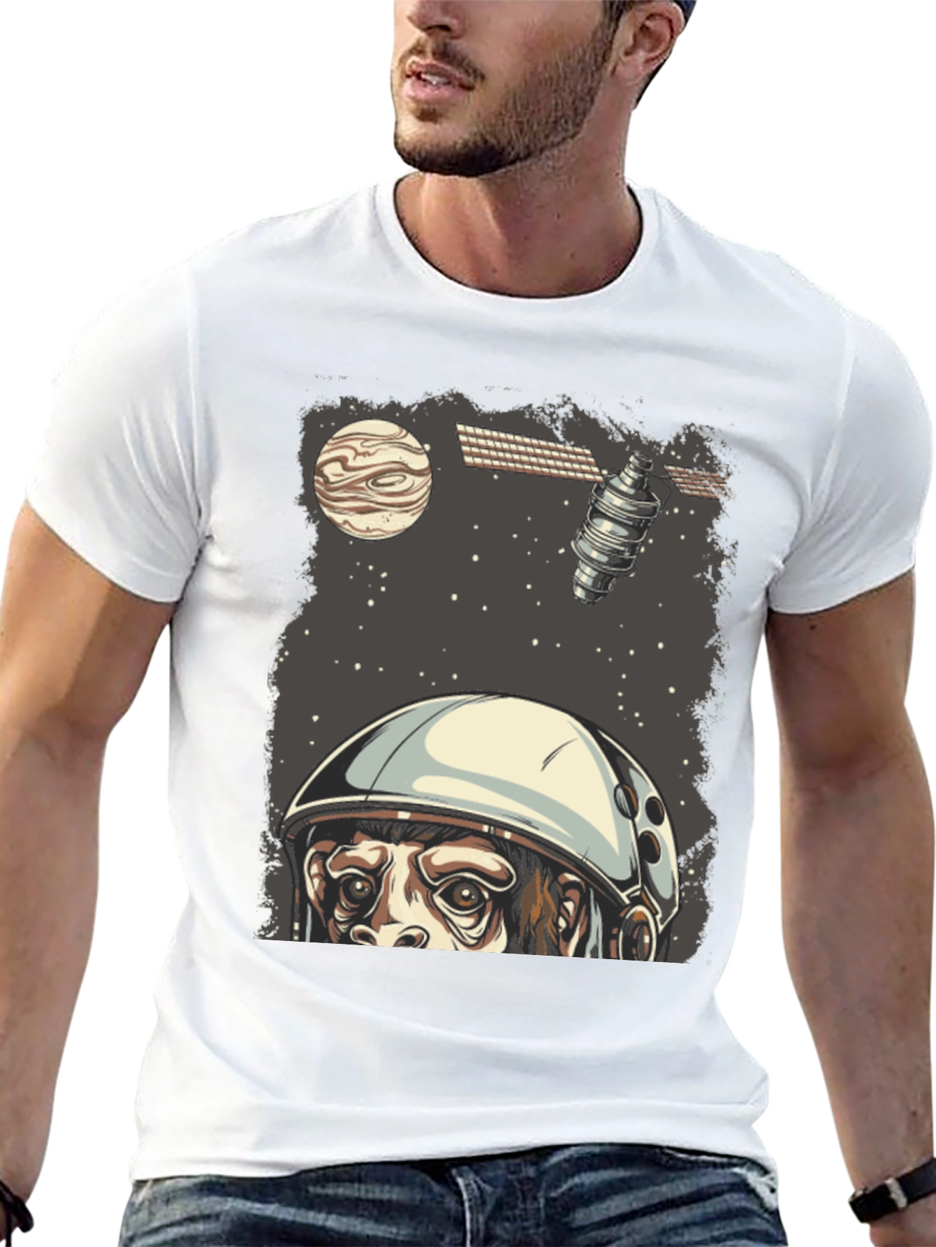 Black Astro Monkey T-Shirt - Space Adventure view 13