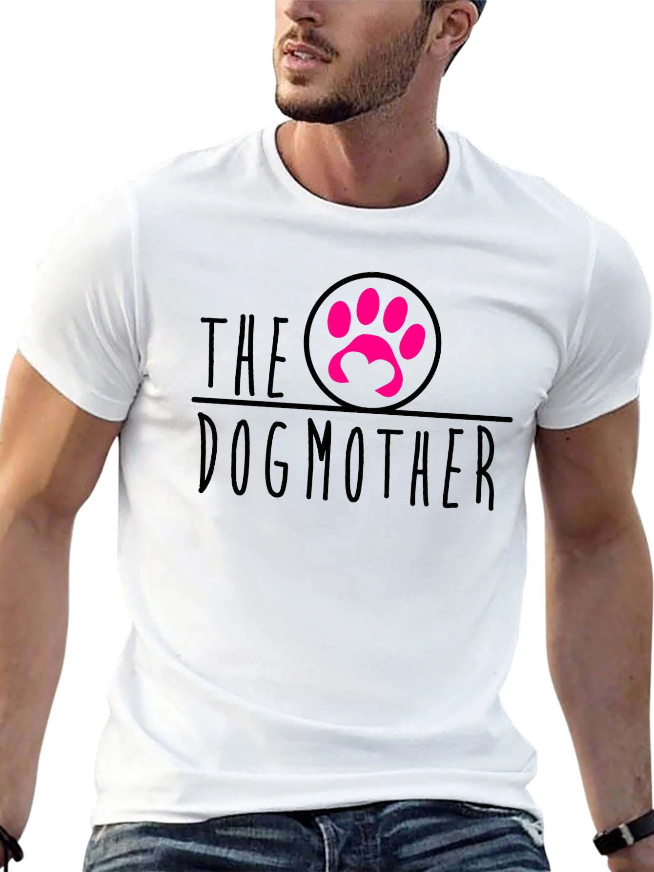 Black The Dog Mother Tee - Cute Paw Print Design view 13