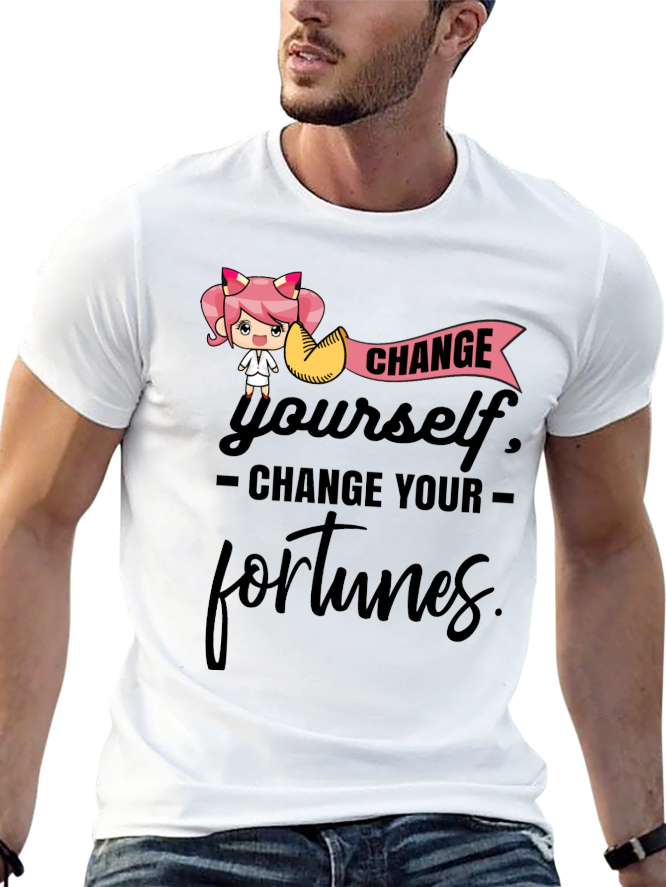Black Change Yourself T-Shirt - Unisex Black Tee view 13