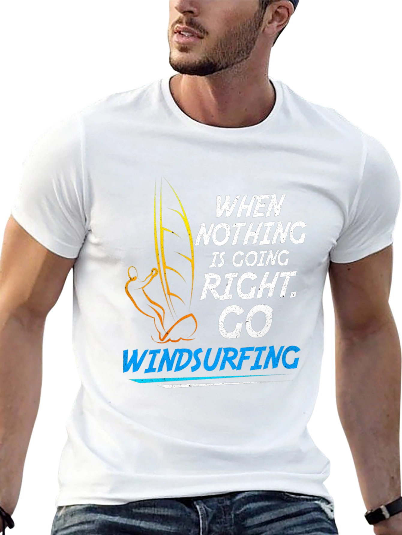 Black Windsurfing T-Shirt: When Nothing is Going Right, Go Windsurfing view 13
