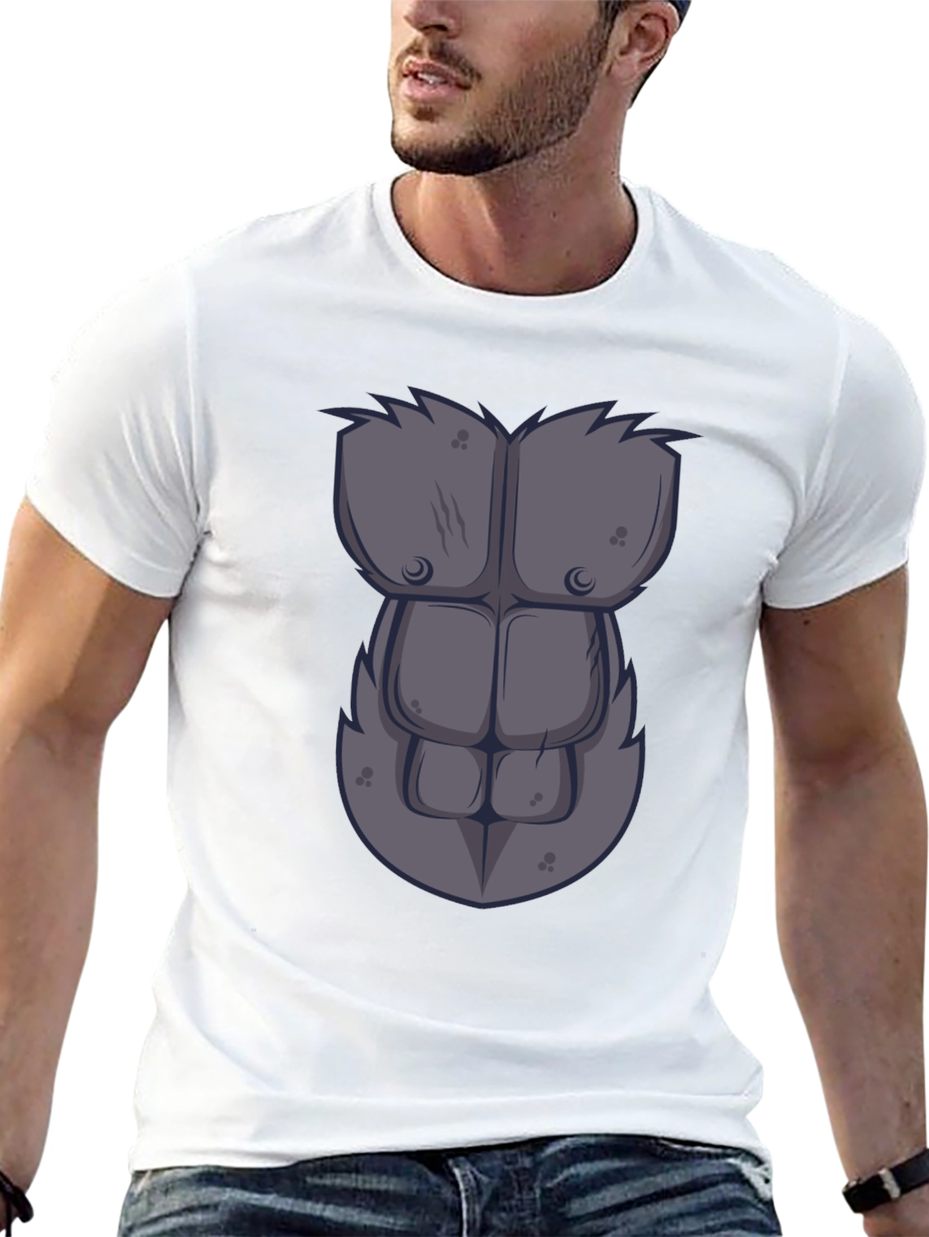 Black Gorilla Chest Graphic Tee - Novelty Muscle Shirt view 13