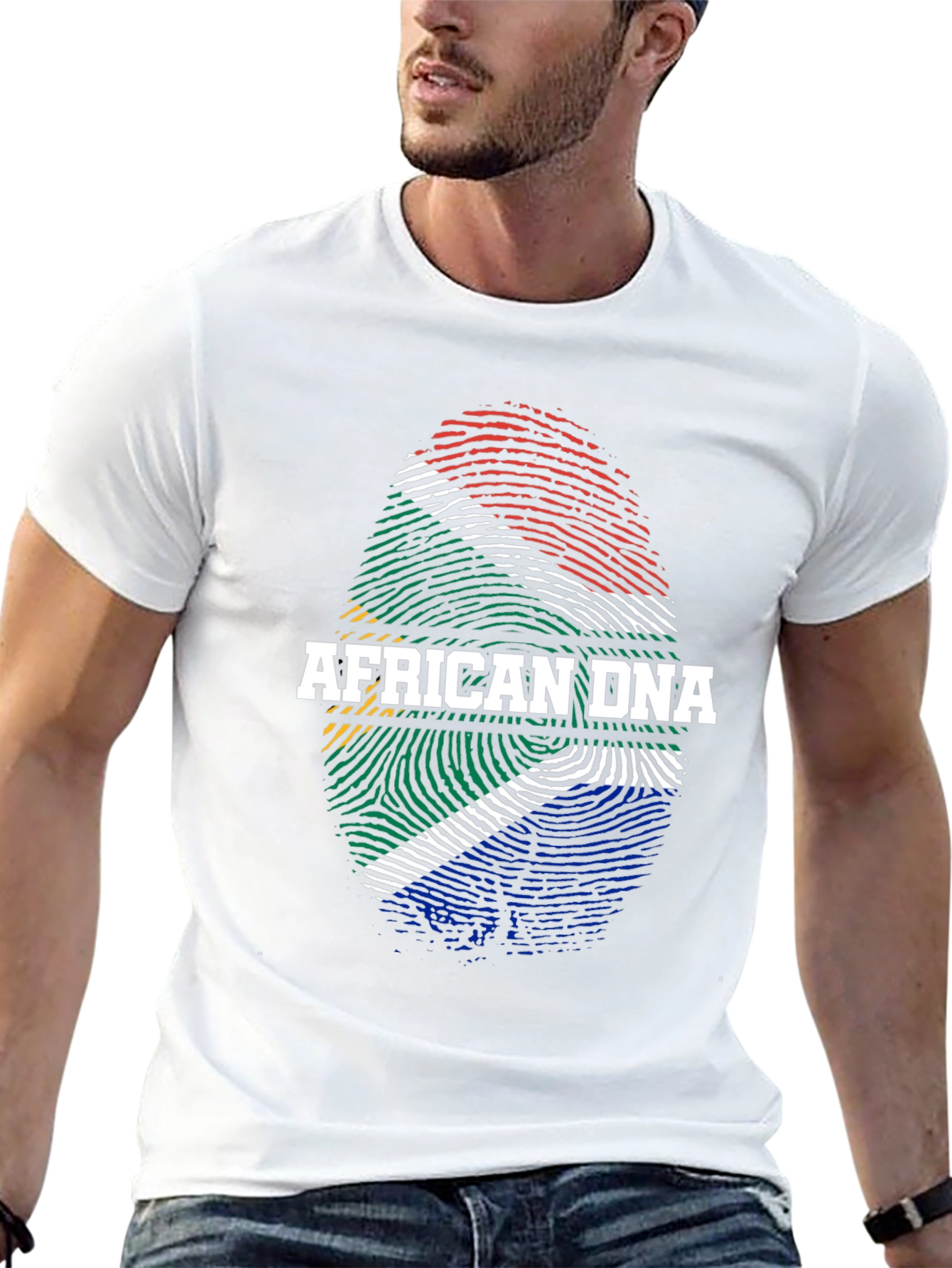 Black African DNA Flag Fingerprint T-Shirt view 13