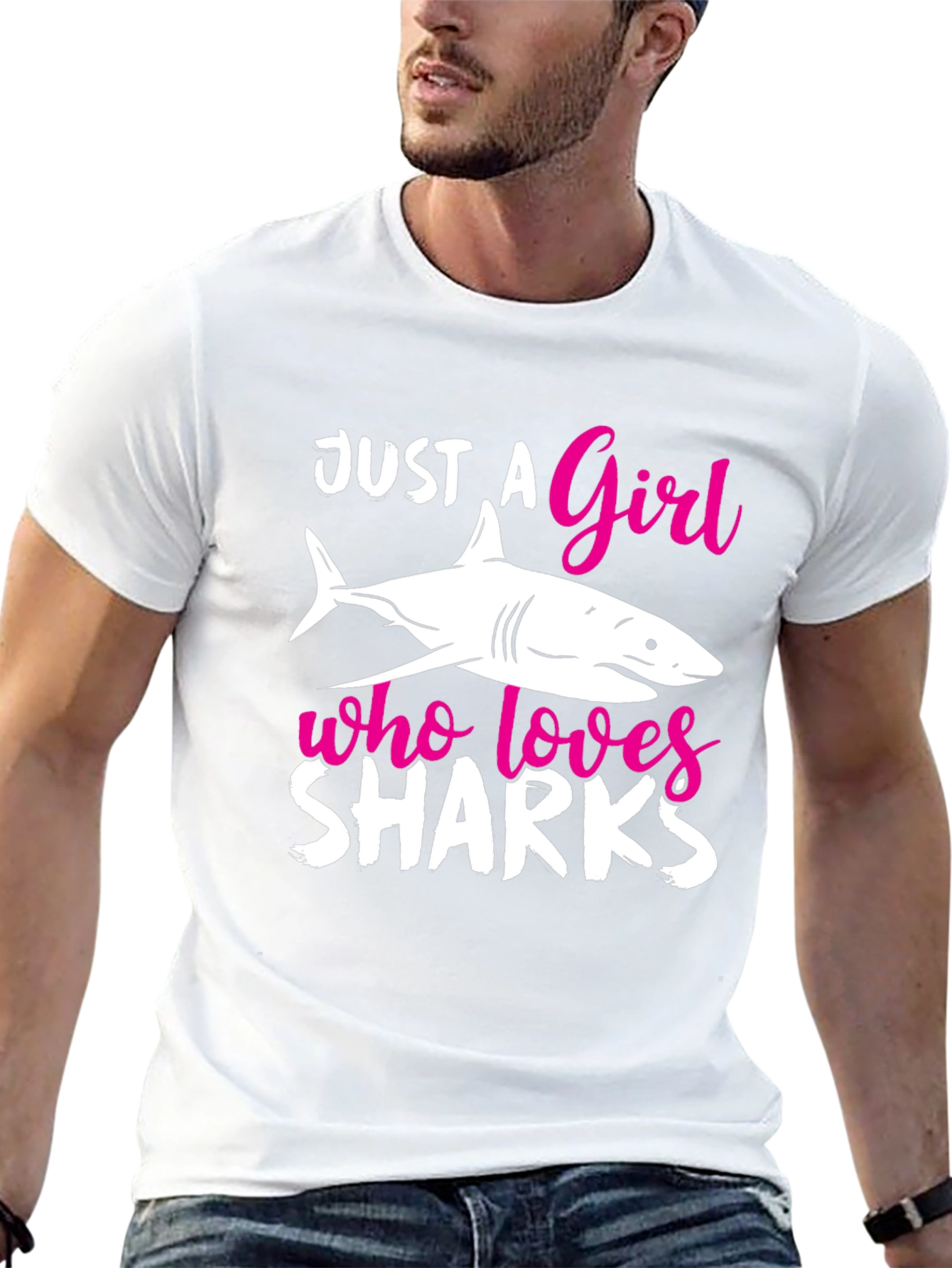 Black Just a Girl Who Loves Sharks T-Shirt view 13