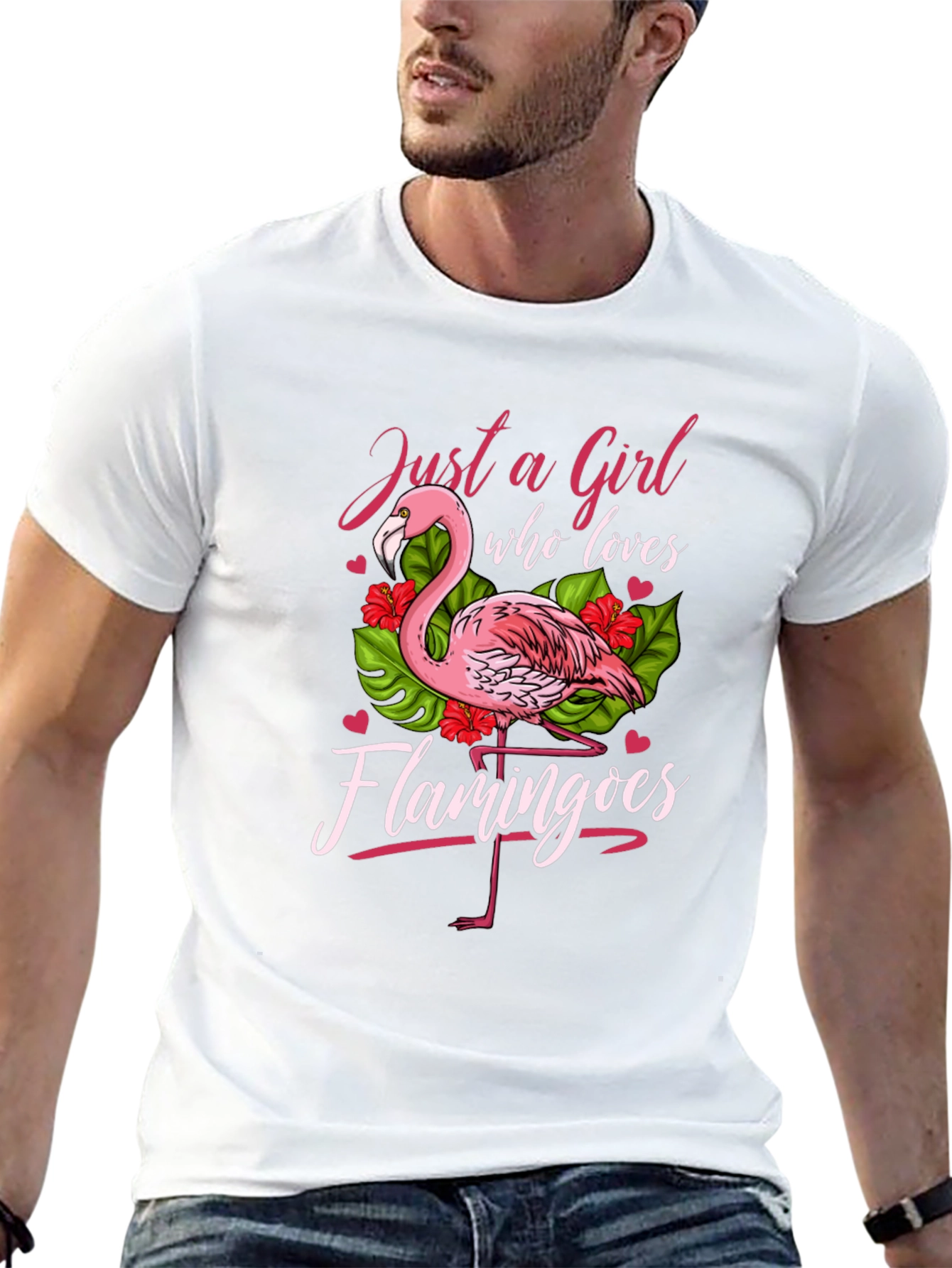Black Just a Girl Who Loves Flamingos T-Shirt view 13
