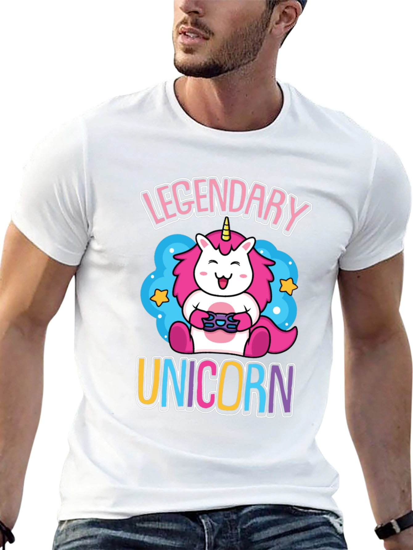 Black Legendary Unicorn Gamer Graphic T-Shirt view 13