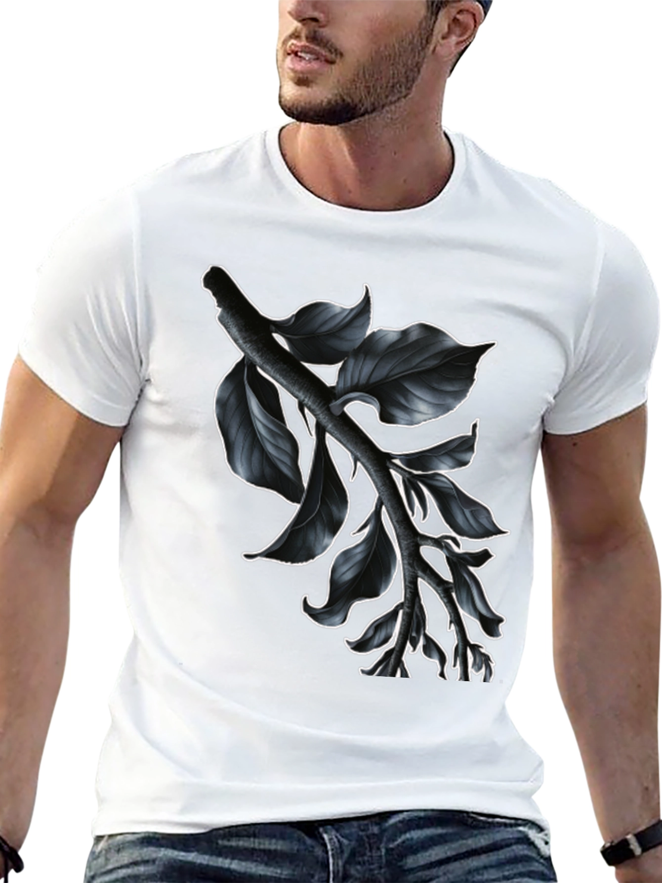 Black Botanical Branch Graphic Tee - Modern Black view 13