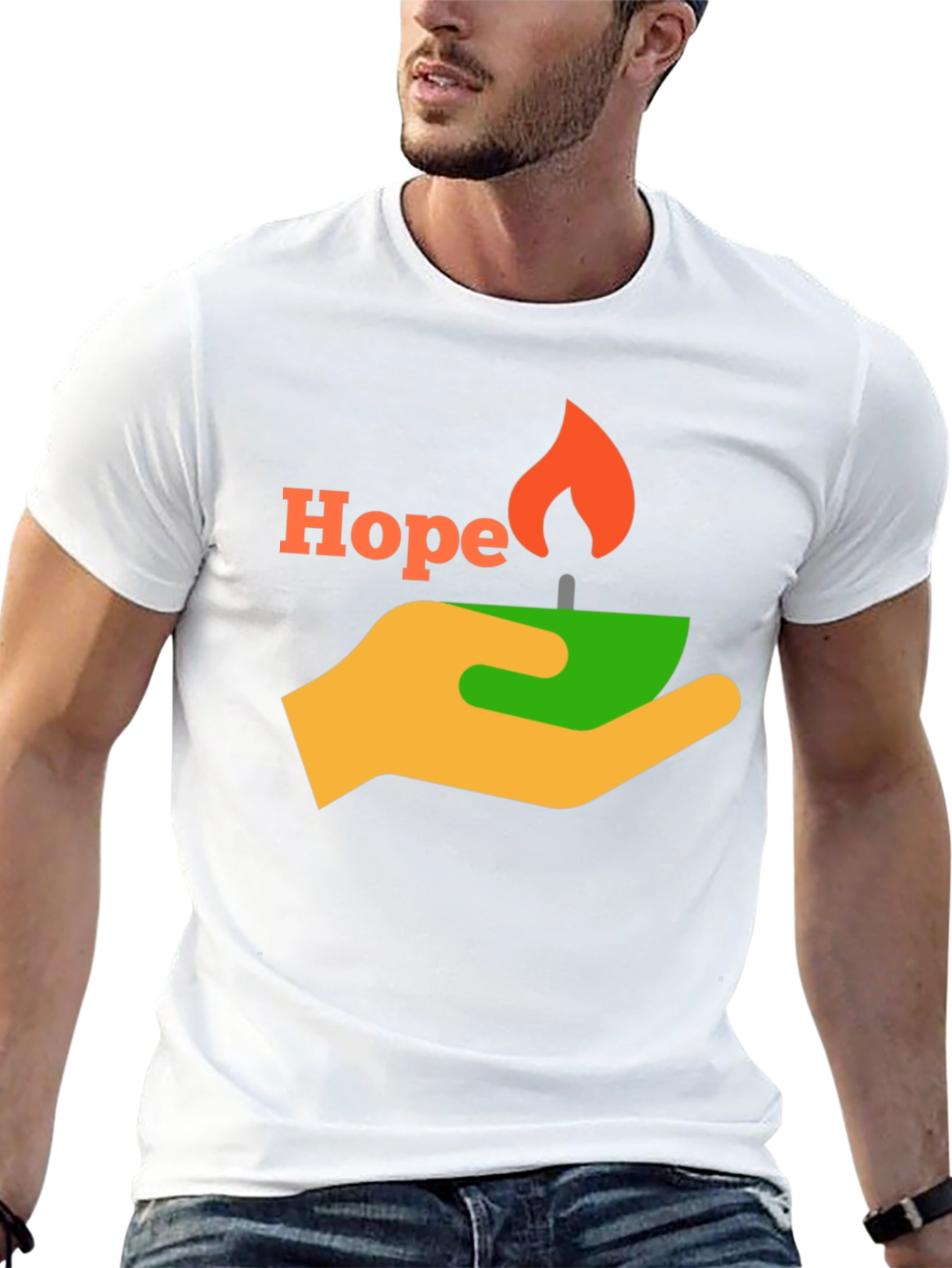 Black Hope T-Shirt - Graphic Tee with Hand and Candle Design view 13