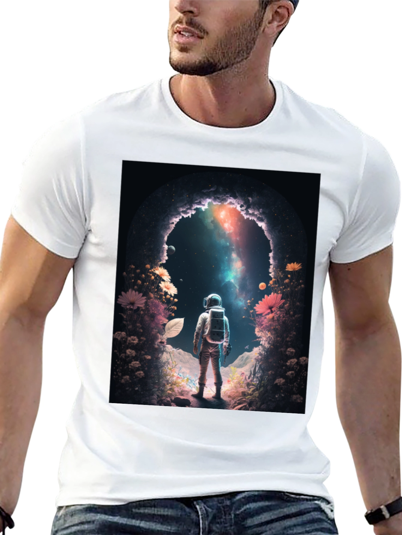 Black Astronaut Galaxy Portal Graphic Tee - Black view 13