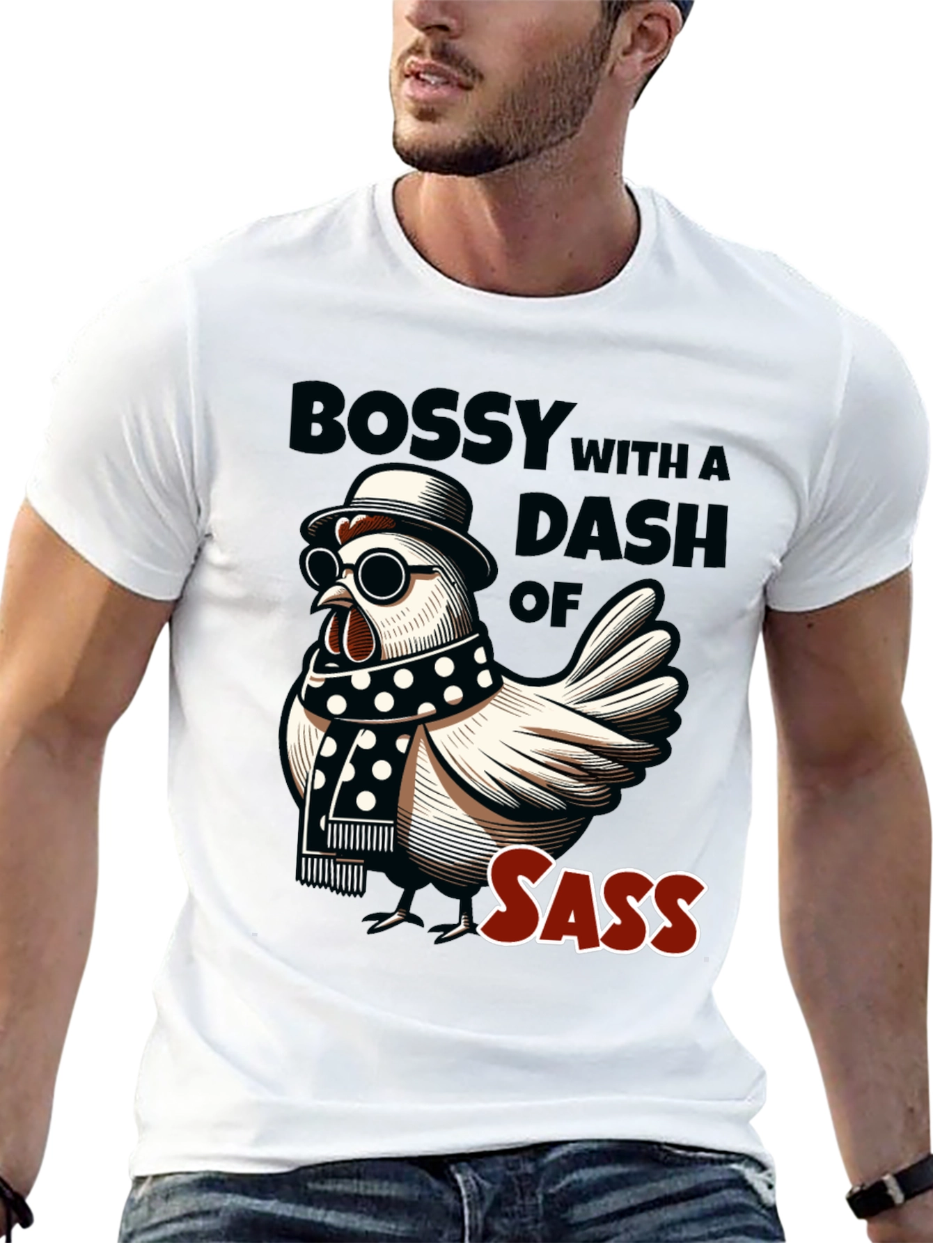 Black Bossy Sass Chicken Graphic Tee view 13