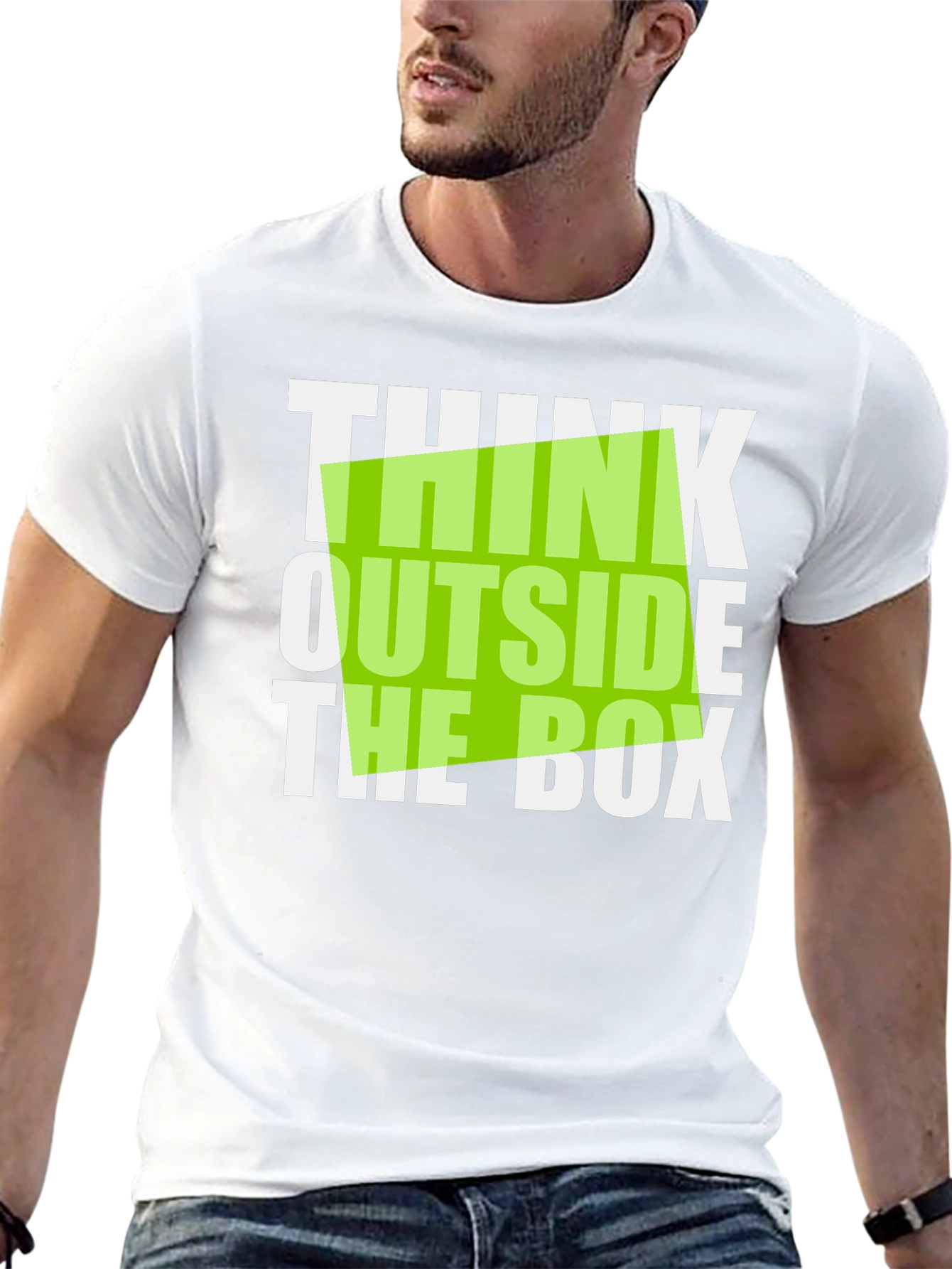 Black Think Outside the Box Graphic Tee - Black Cotton T-Shirt view 13