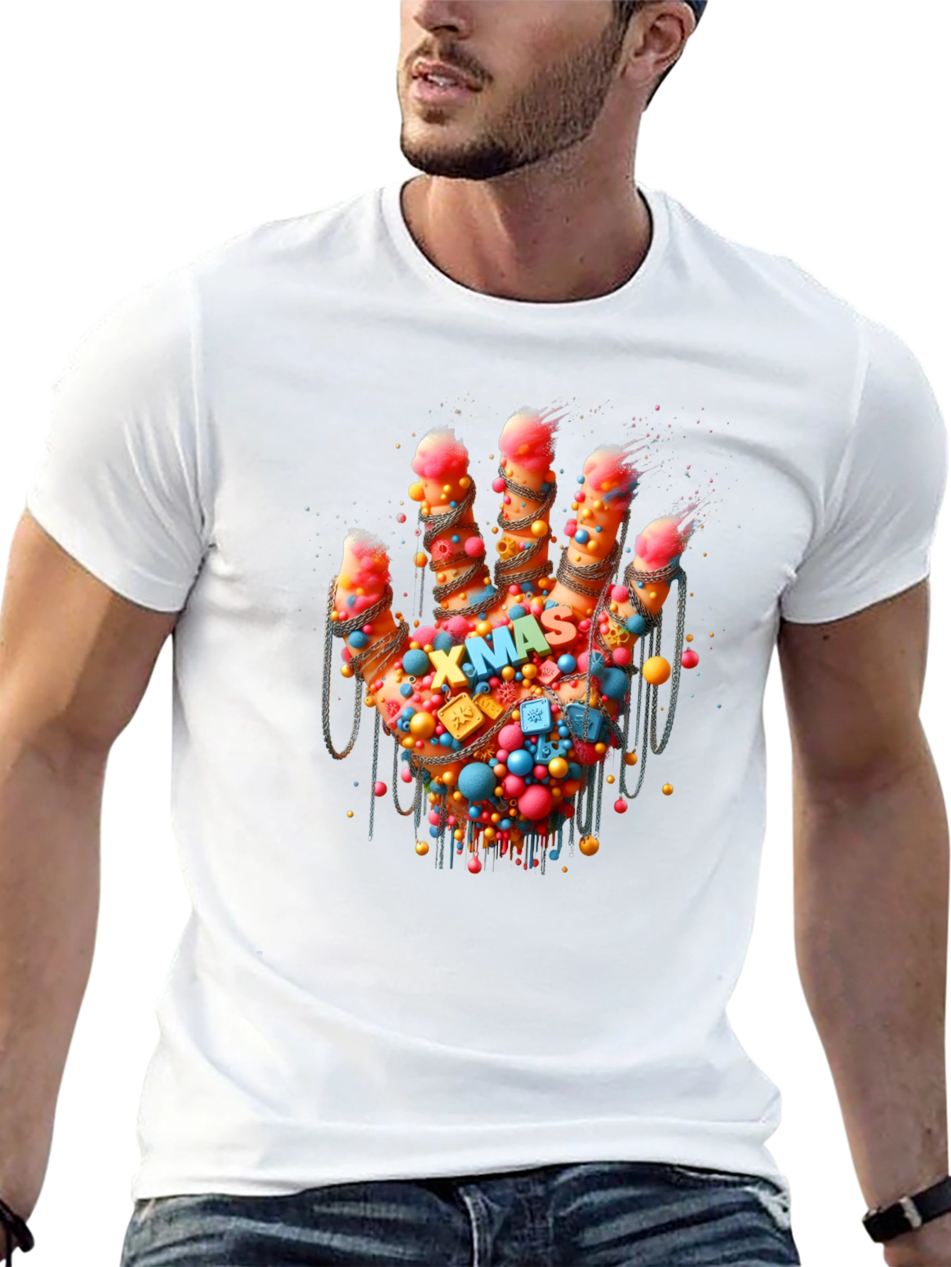 Black Festive Hand Graphic Tee - Holiday Cheer view 13