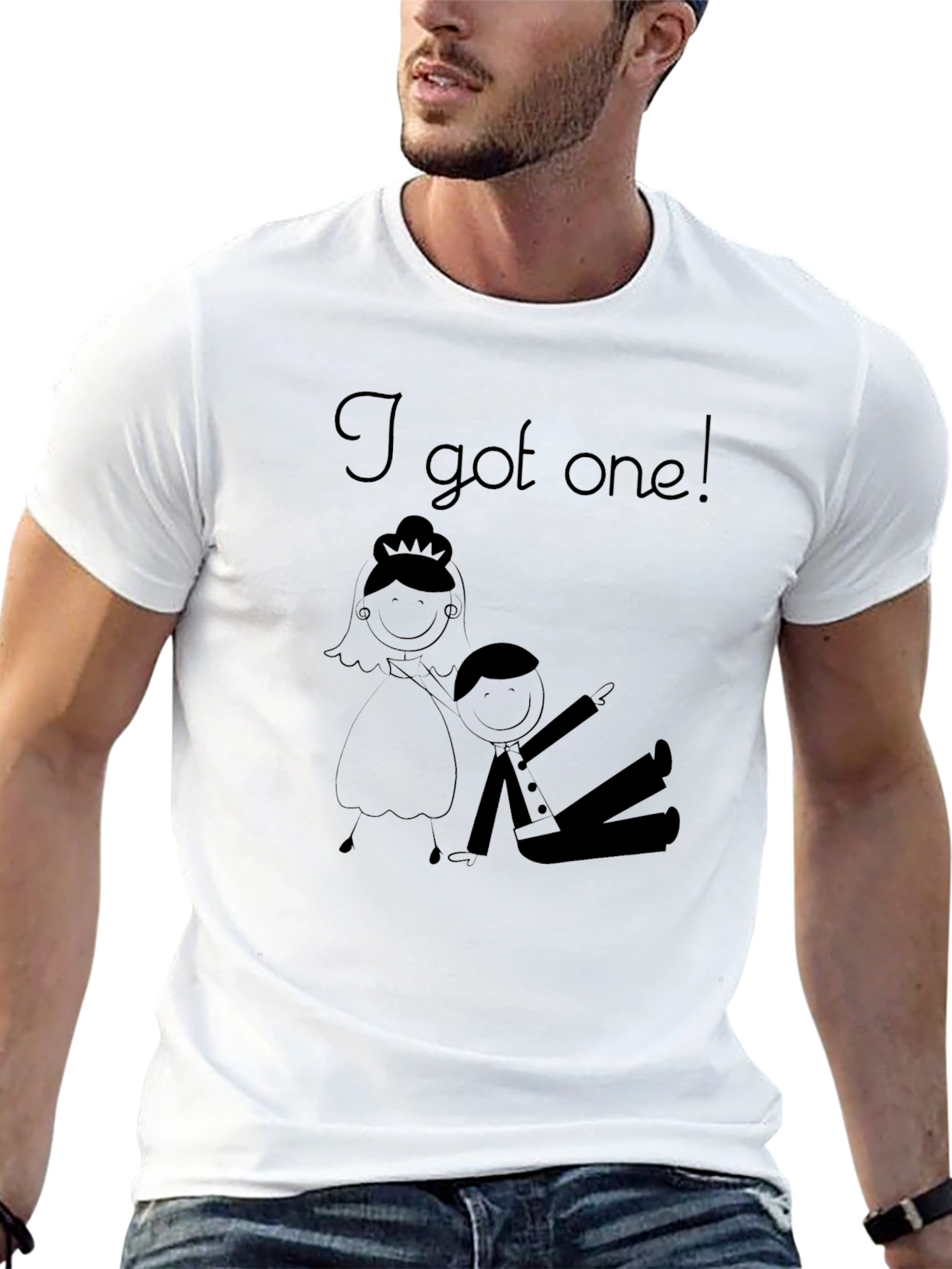 Black Funny I Got One! Wedding T-Shirt Bride Groom Humor view 13