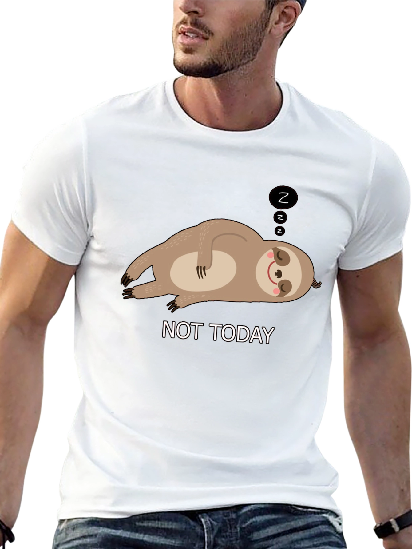 Black Not Today Sloth Graphic Tee - Relaxed Fit T-Shirt view 13