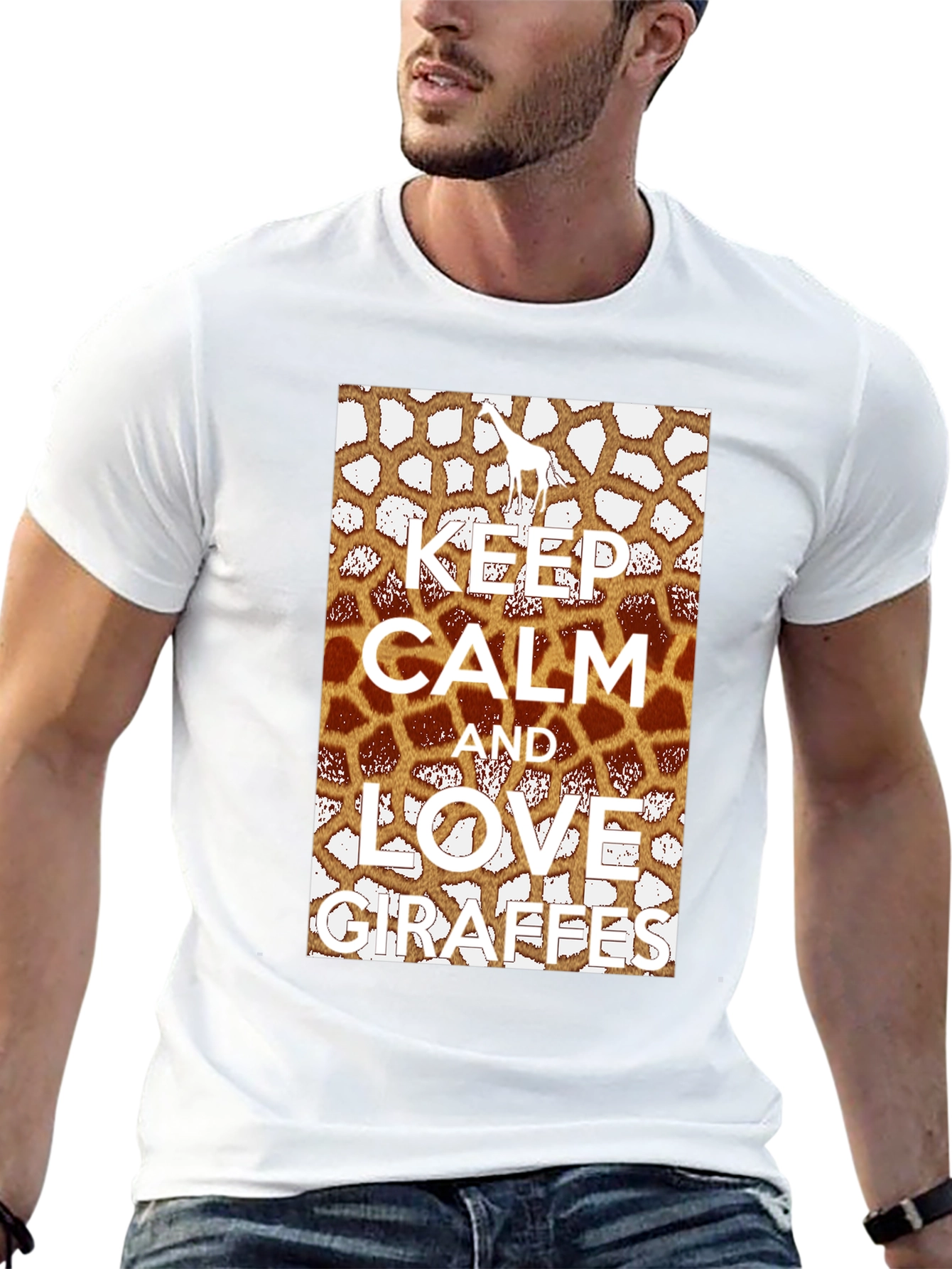 Black Keep Calm Love Giraffes Graphic Tee view 13