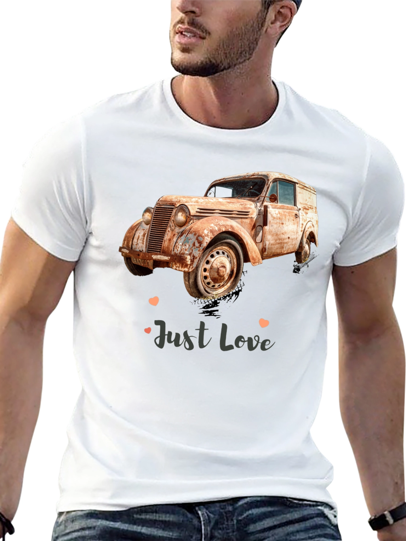 Black Vintage Car 'Just Love' Graphic Tee view 13