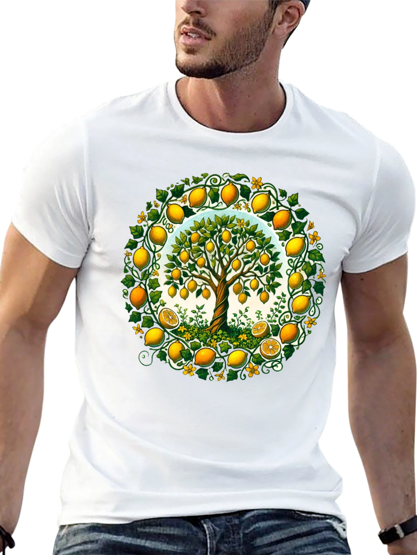 Black Lemon Tree Graphic Tee - Fresh Fruit Design view 13