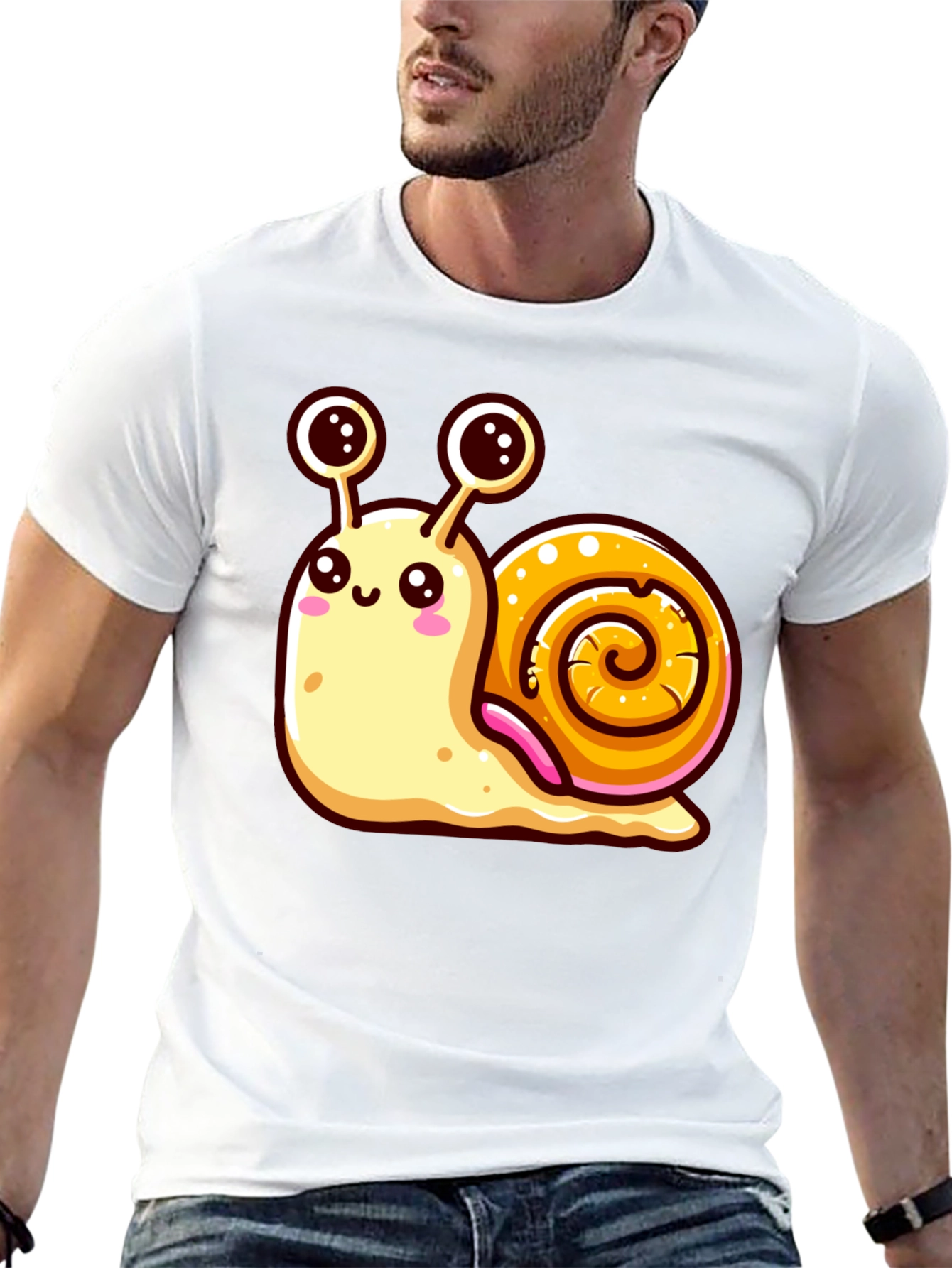 Black Cute Snail Graphic Tee - Black Unisex Shirt view 13