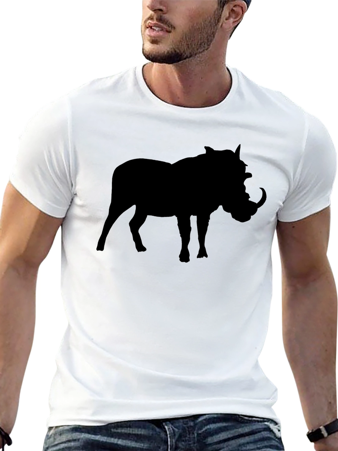 Black Warthog Silhouette T-Shirt - Classic Black Tee view 13