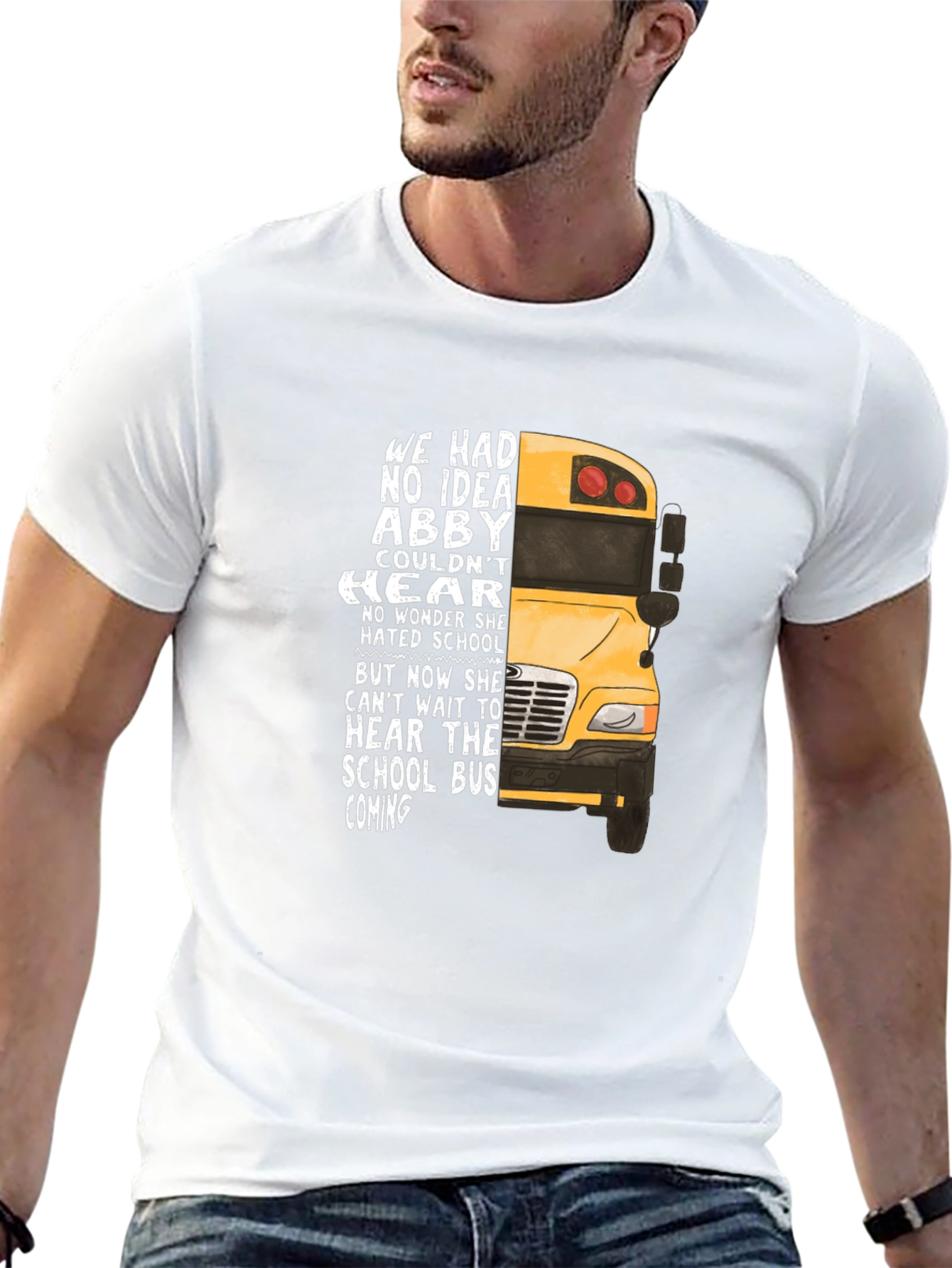 Black Abby School Bus T-Shirt - Hearing Loss Awareness view 13