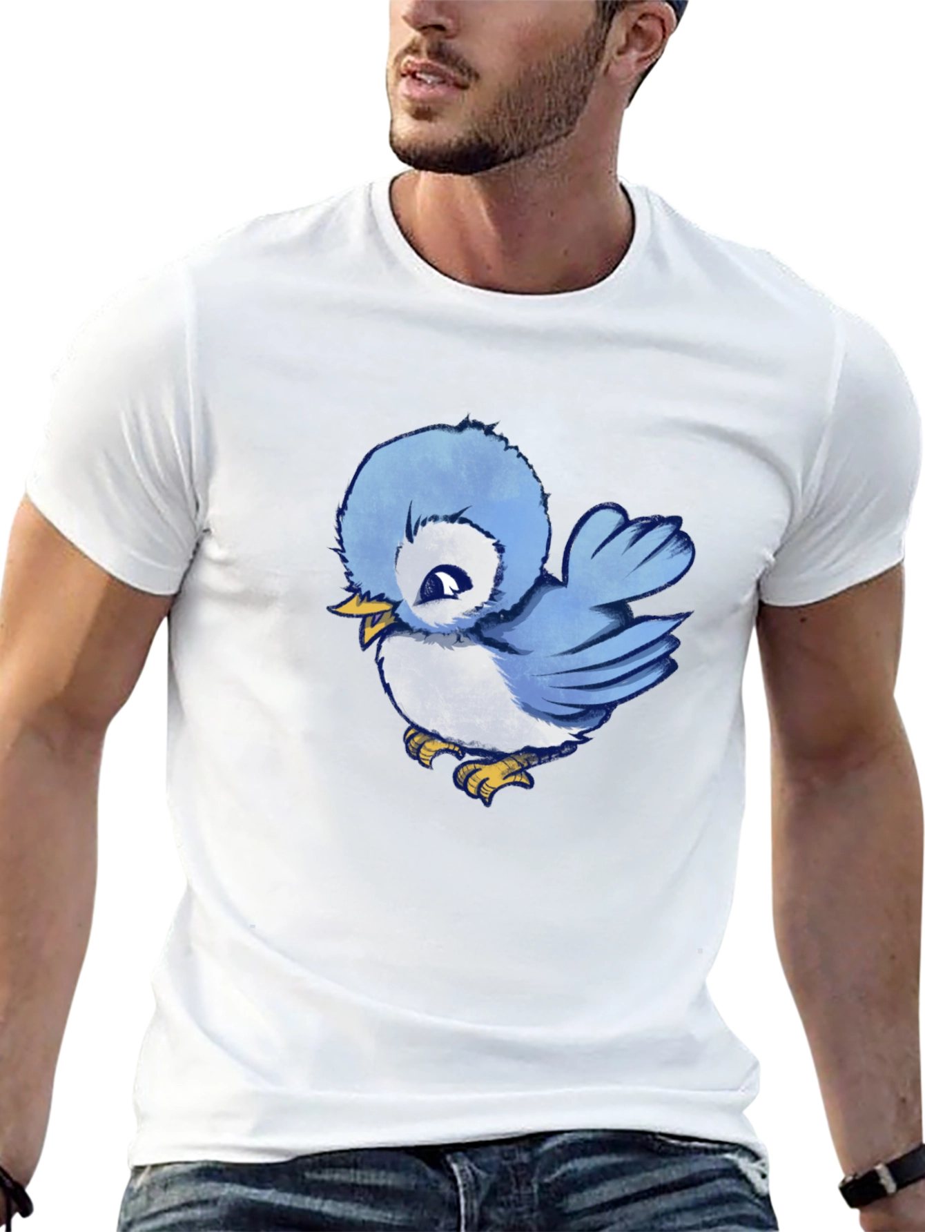 Black Cute Blue Bird Graphic T-Shirt - Soft Cotton Tee view 13
