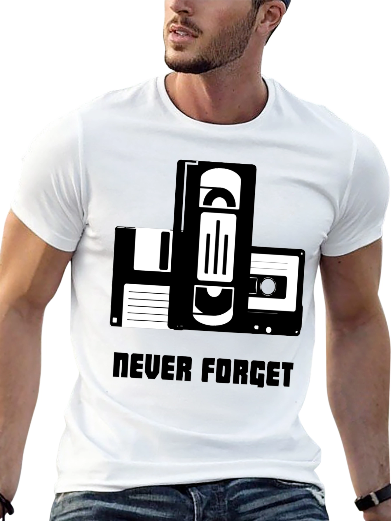 Black Retro Media T-Shirt: Never Forget view 13