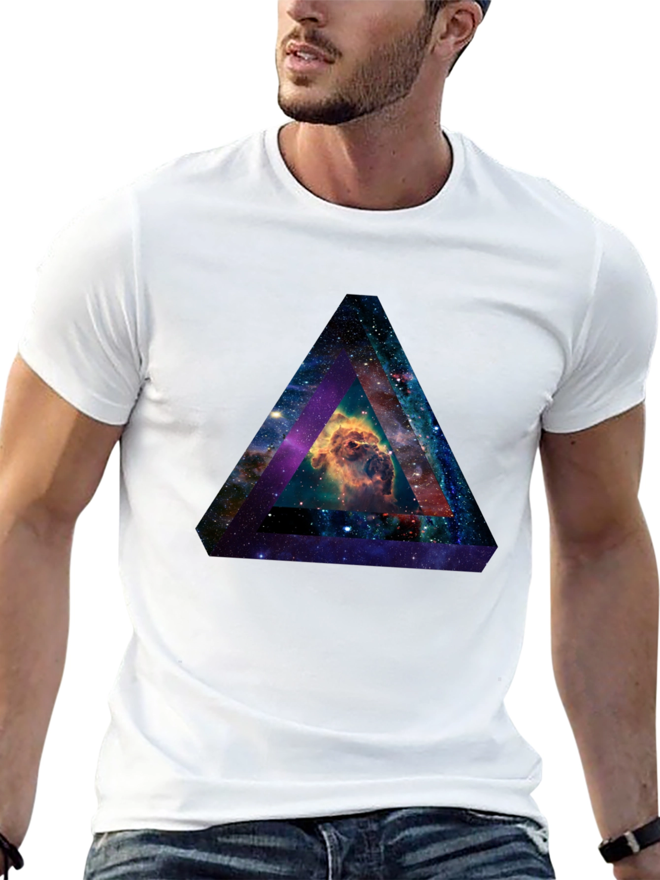 Black Nebula Triangle Graphic T-Shirt view 13