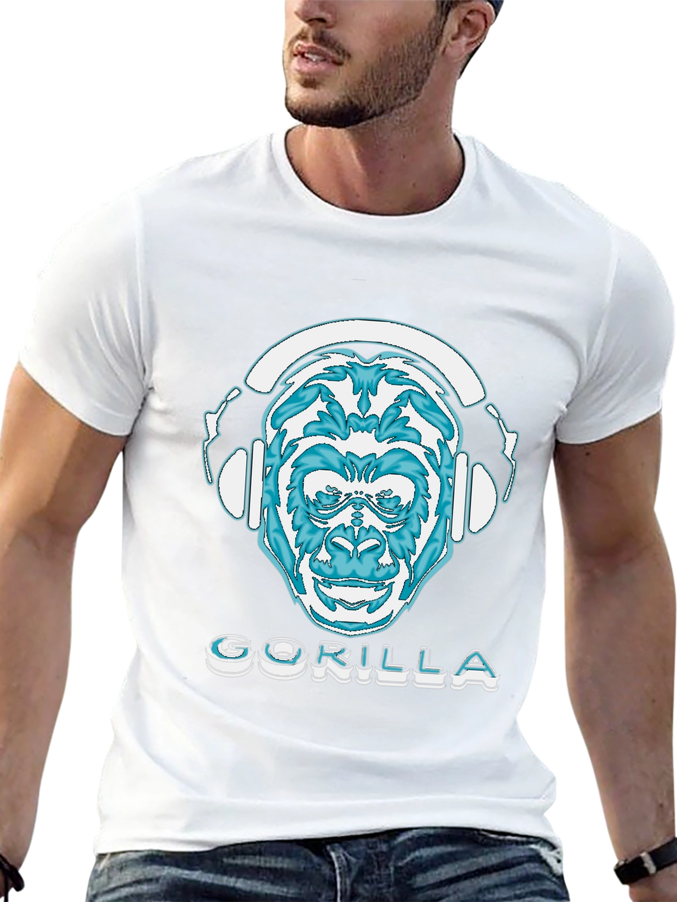 Black Gorilla DJ Graphic T-Shirt - Cool Animal Design view 13