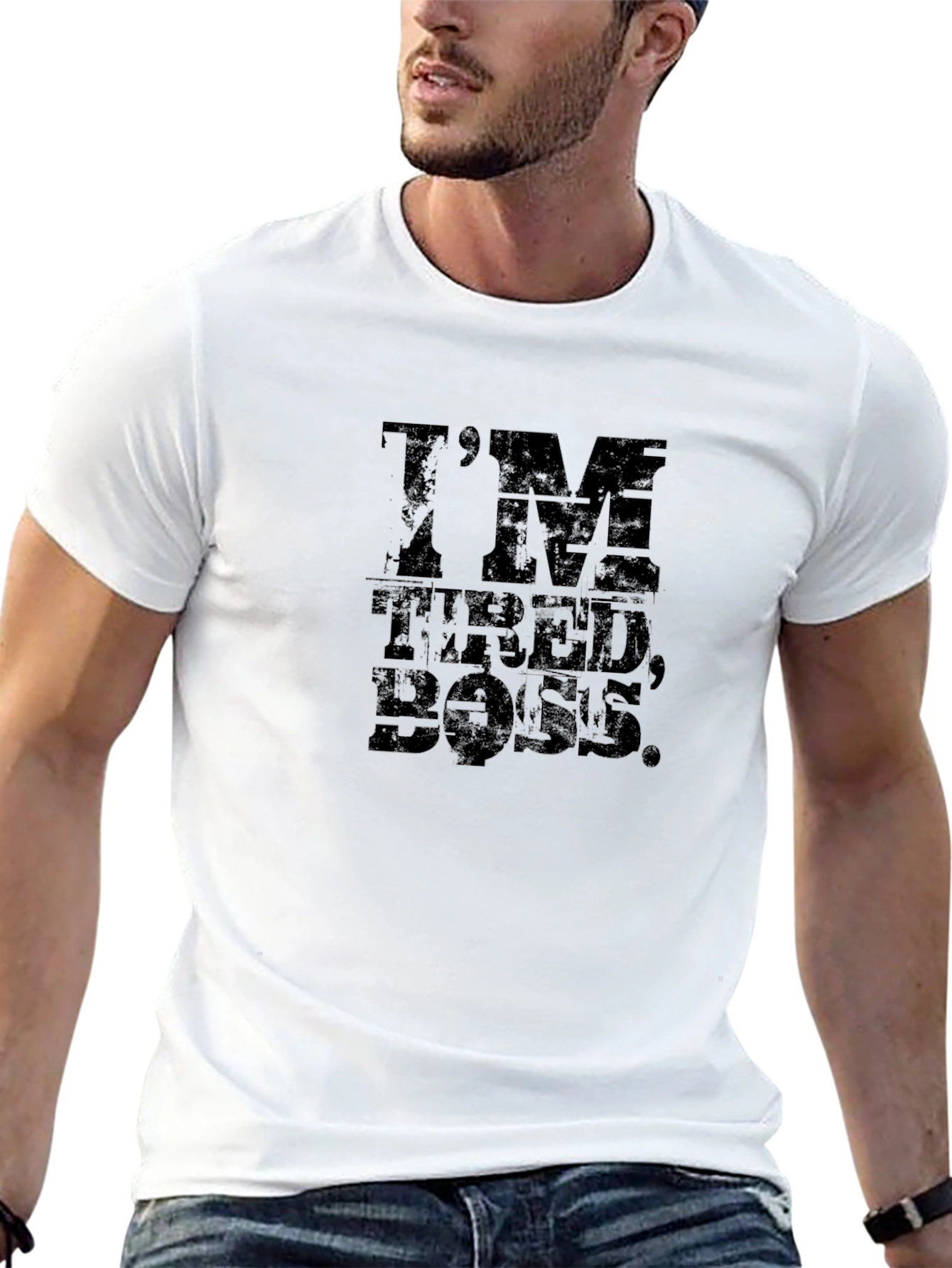 Black I'm Tired, Boss. Graphic T-Shirt view 13