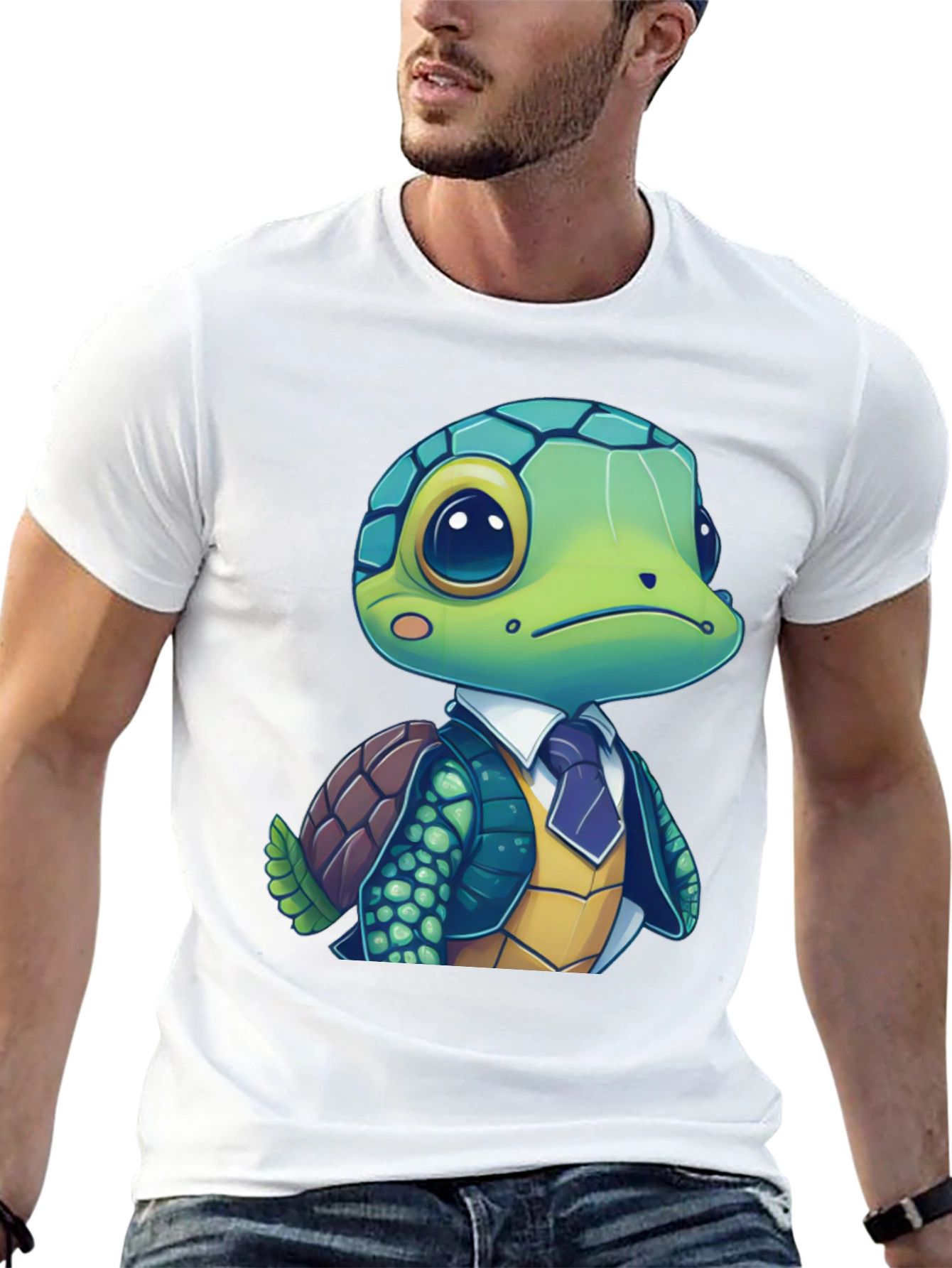 Black Turtle in Suit Graphic Tee - Premium Cotton Blend view 13