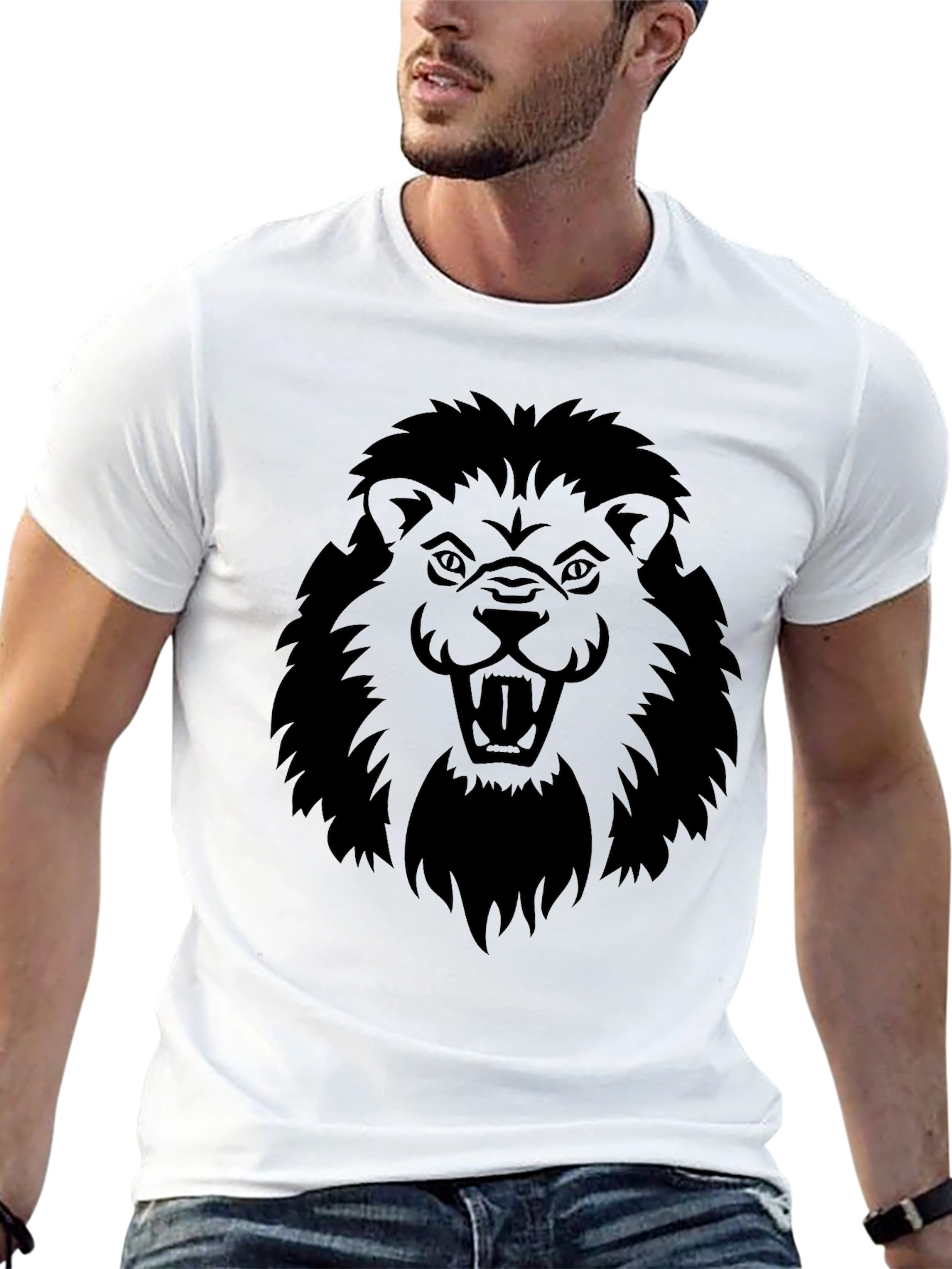 Black Black Lion Graphic Tee - Fierce & Bold Design view 13