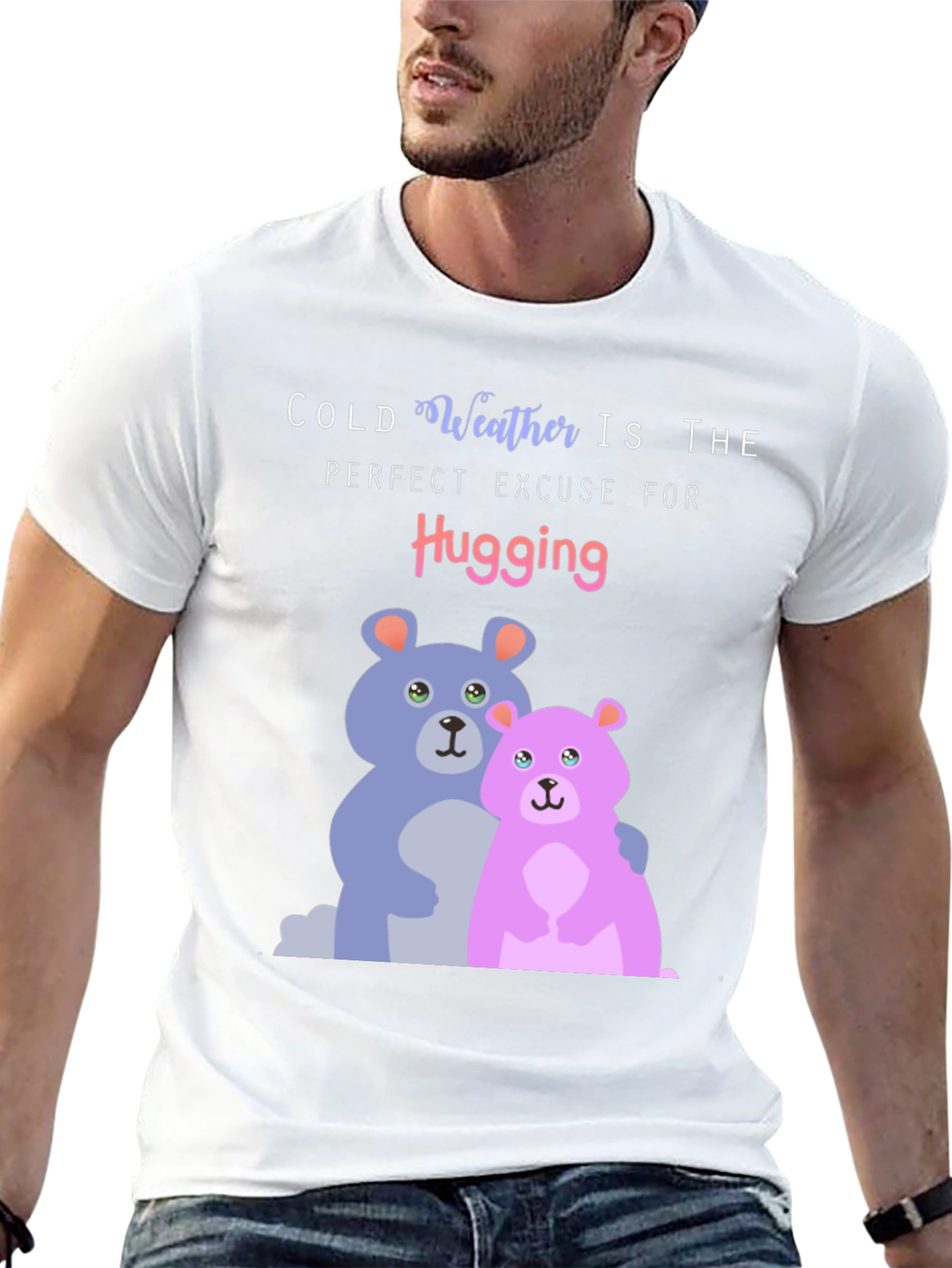 Black Cute Hugging Bears T-Shirt: Perfect for Cold Weather! view 13