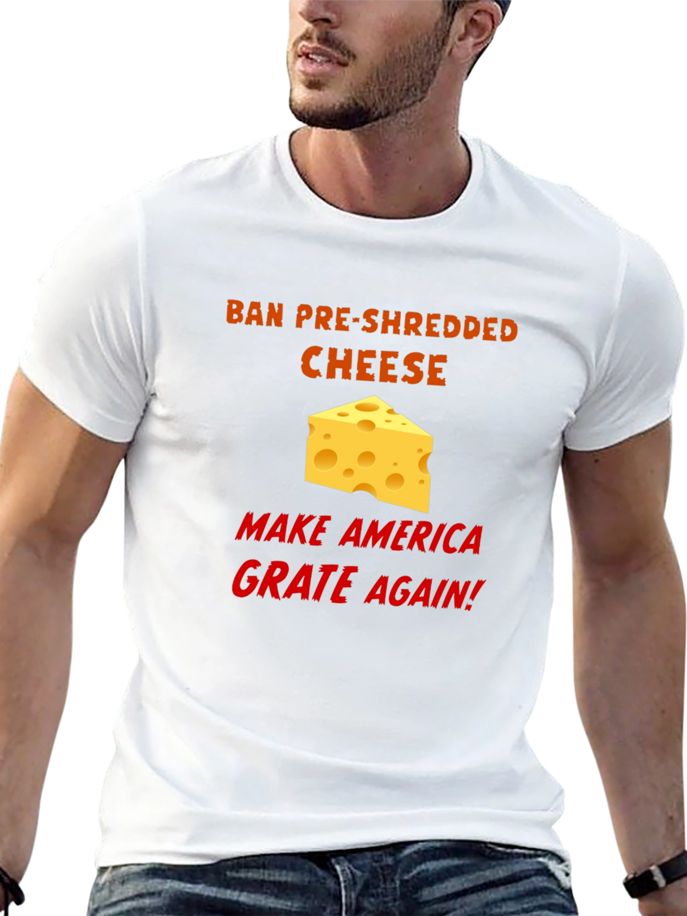 Black Ban Pre-Shredded Cheese T-Shirt - Make America Grate Again! view 13