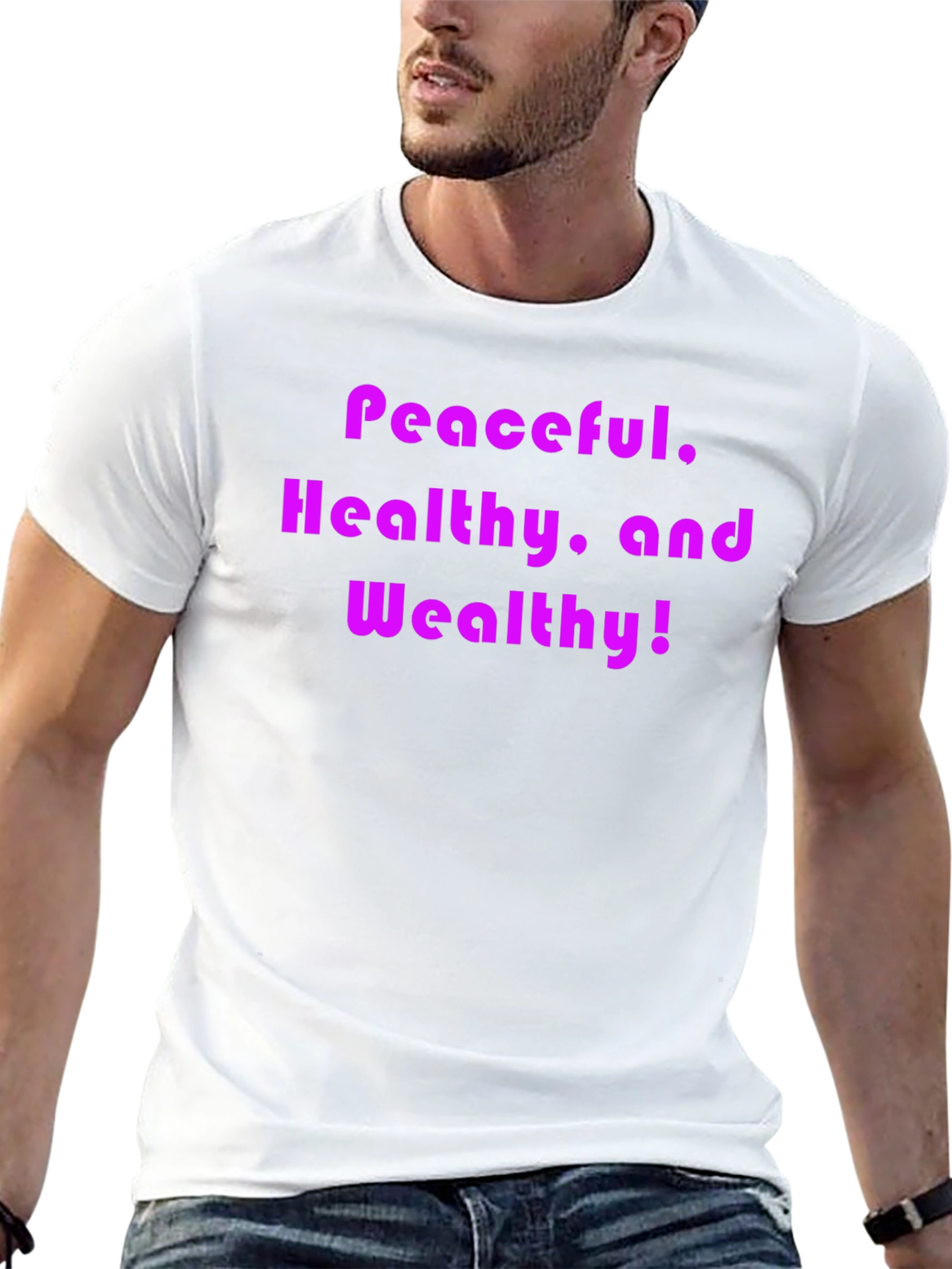 Black Peaceful, Healthy, and Wealthy T-Shirt view 13