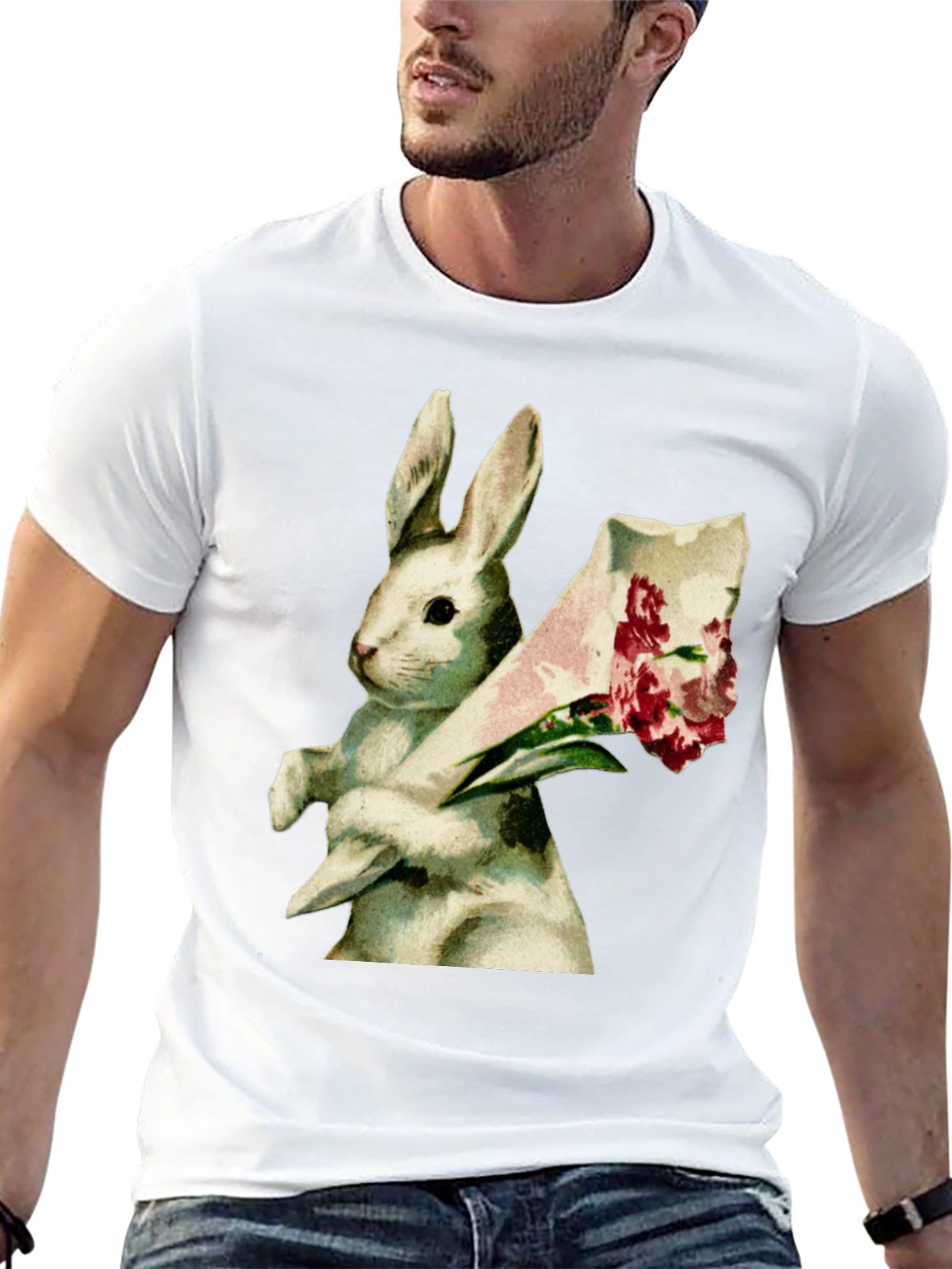Black Bunny Bouquet Graphic Tee - Soft Cotton Comfort view 13