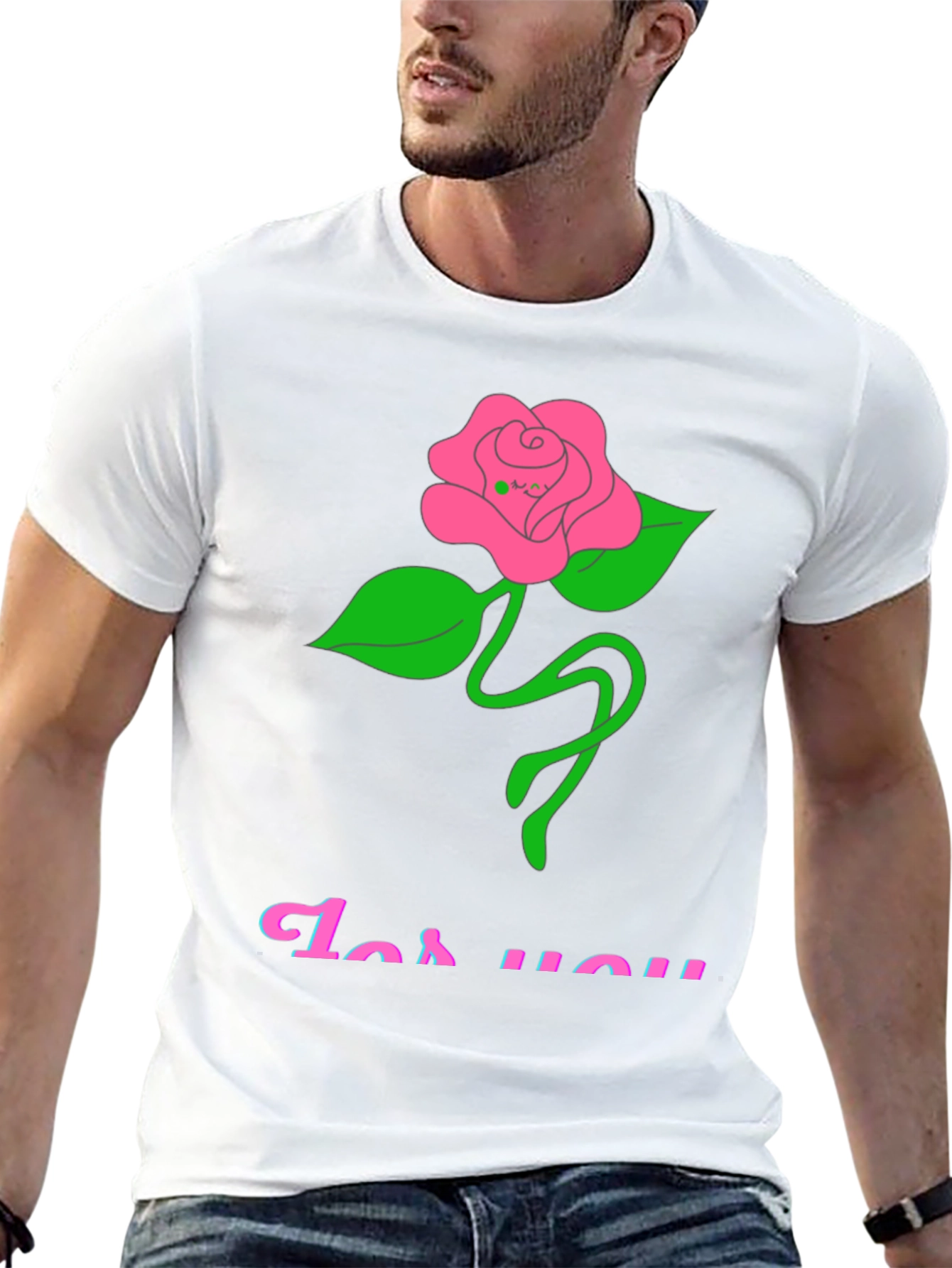 Black Black T-Shirt with Rose "For You" Graphic view 13