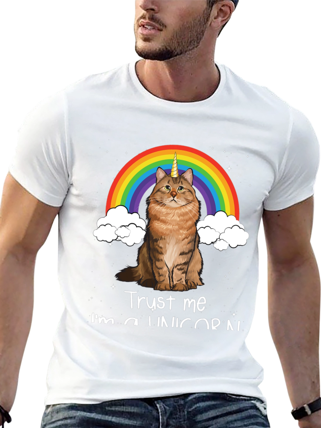 Black Unicorn Cat Rainbow T-Shirt - Trust Me I'm a Unicorn! view 13