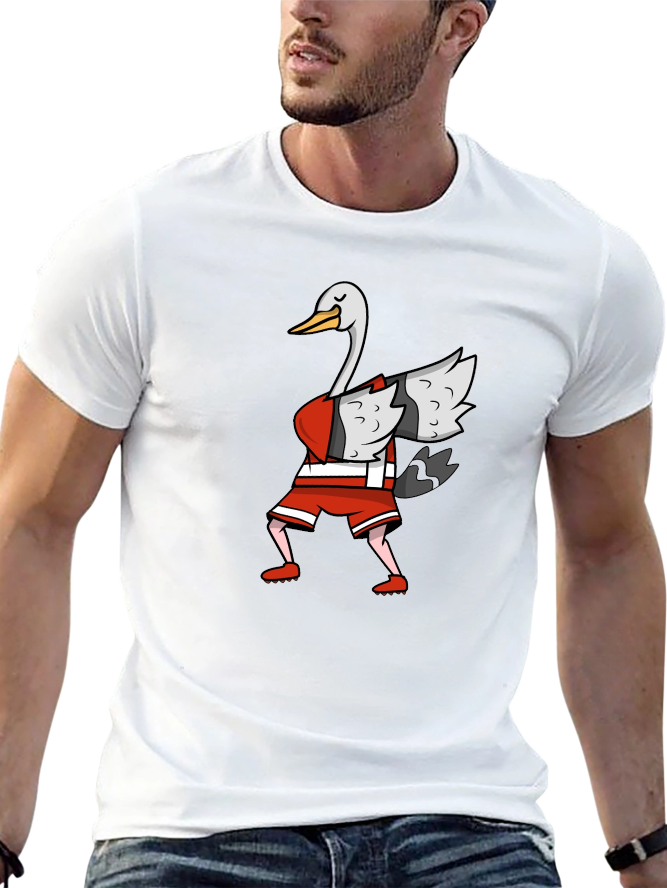 Black Dabbing Goose Graphic T-Shirt - Funny Animal Tee view 13