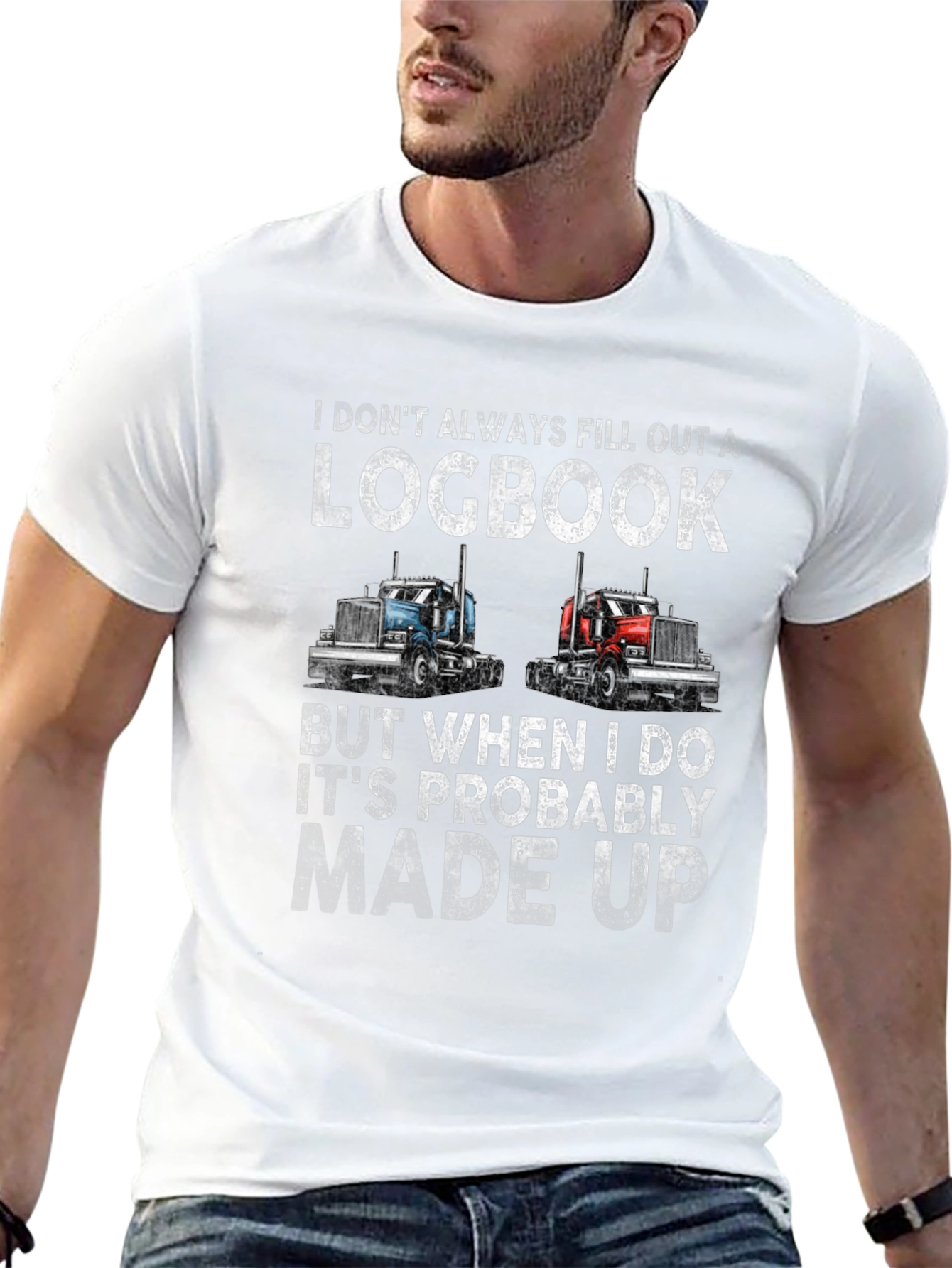Black Trucker Humor T-Shirt - Logbook Design view 13