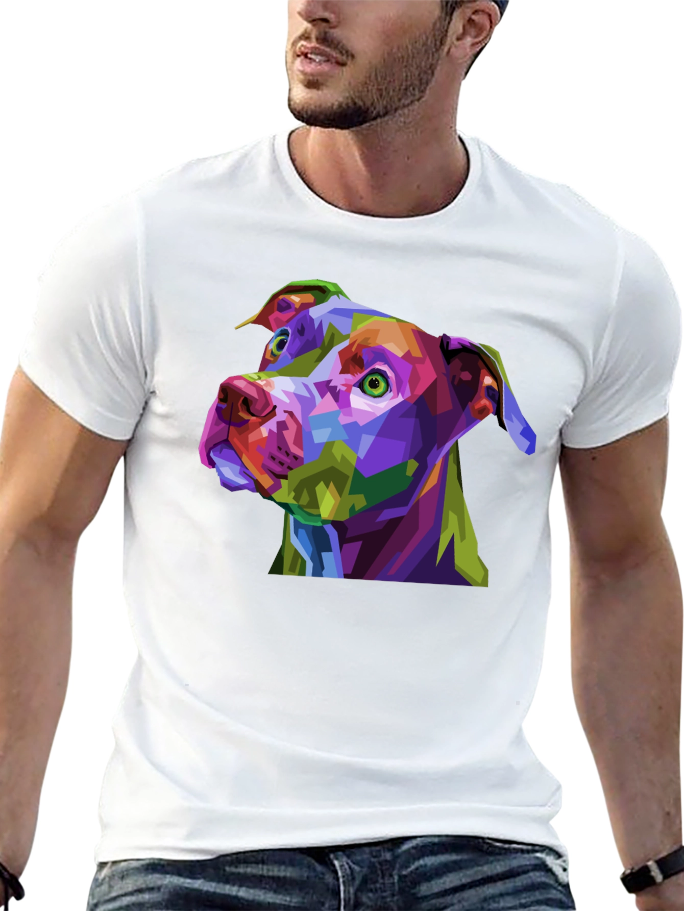 Black Abstract Dog Graphic Black T-Shirt view 13