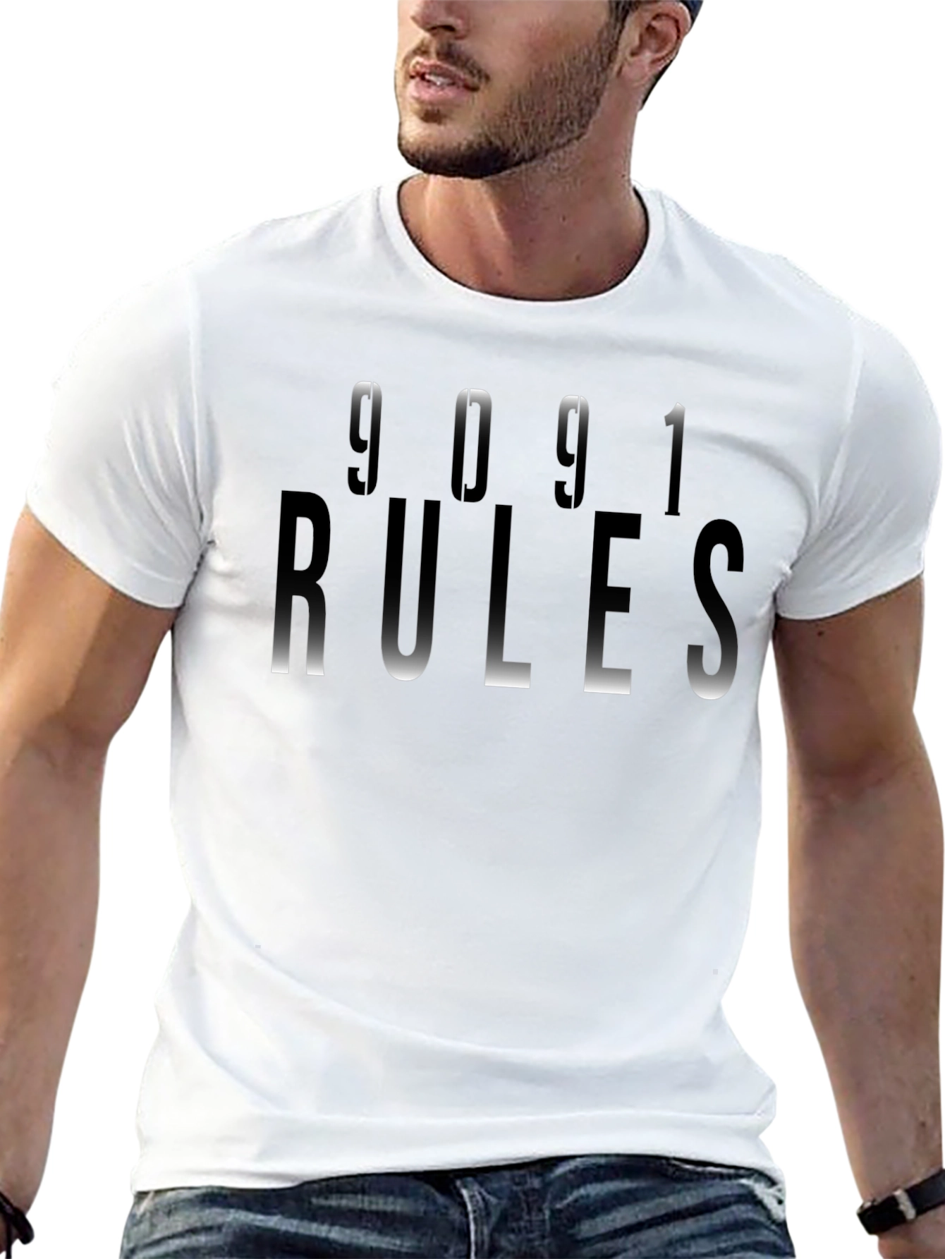 Black 9091 Rules Men's Black Graphic T-Shirt view 13