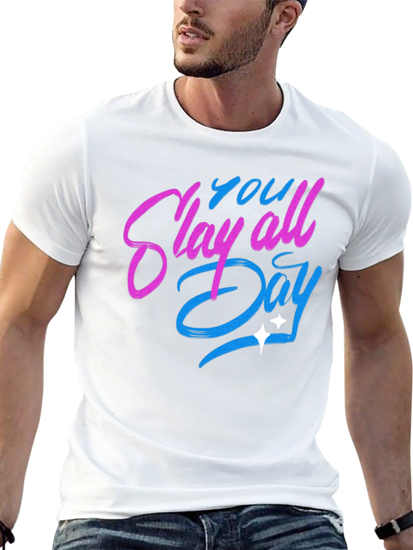 Black Slay All Day Graphic T-Shirt - Trendy Casual Tee view 13