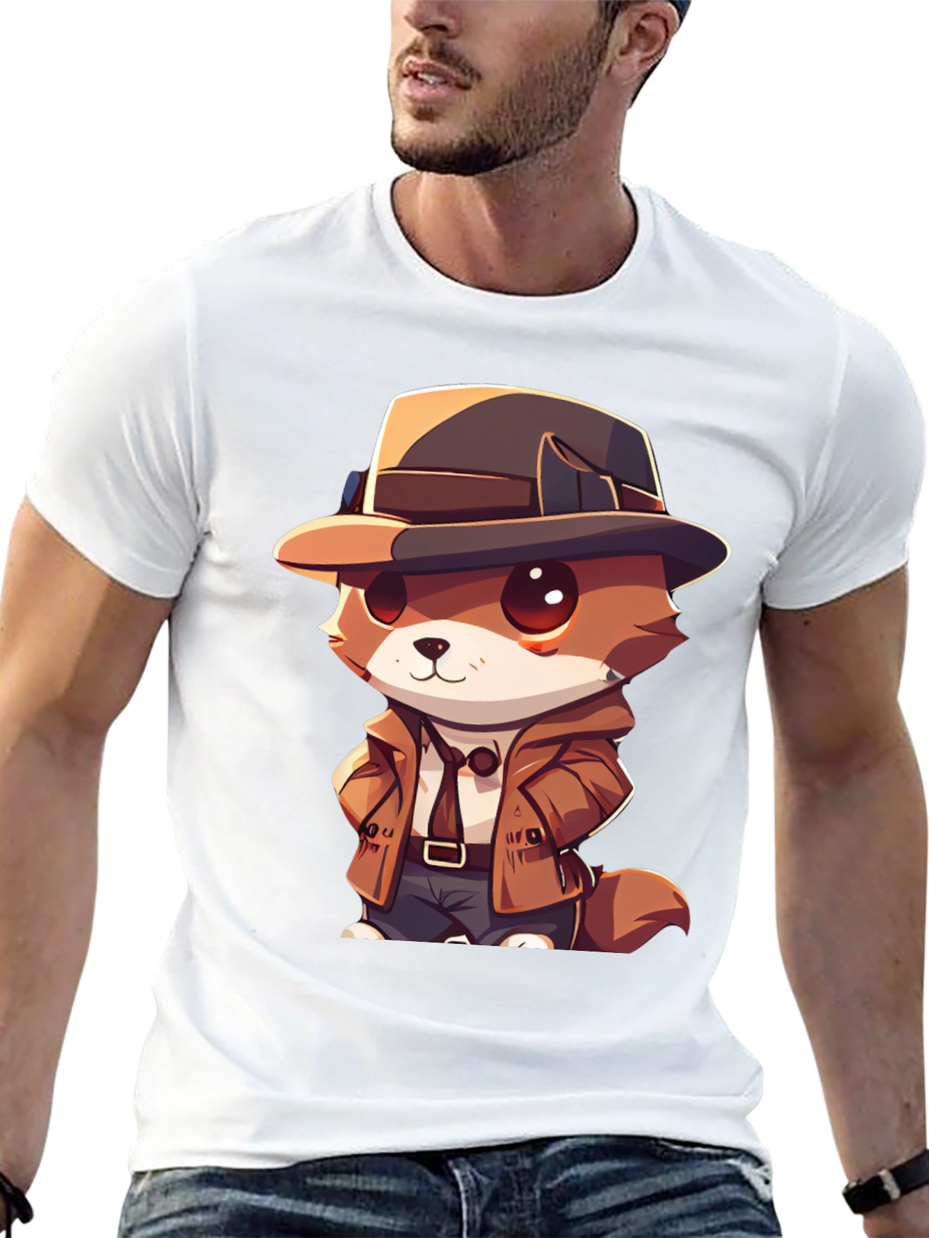 Black Detective Dog T-Shirt - Cartoon Style view 13