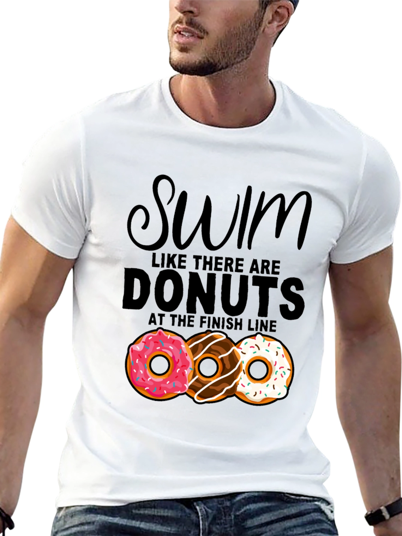 Black Swim for Donuts Graphic T-Shirt view 13